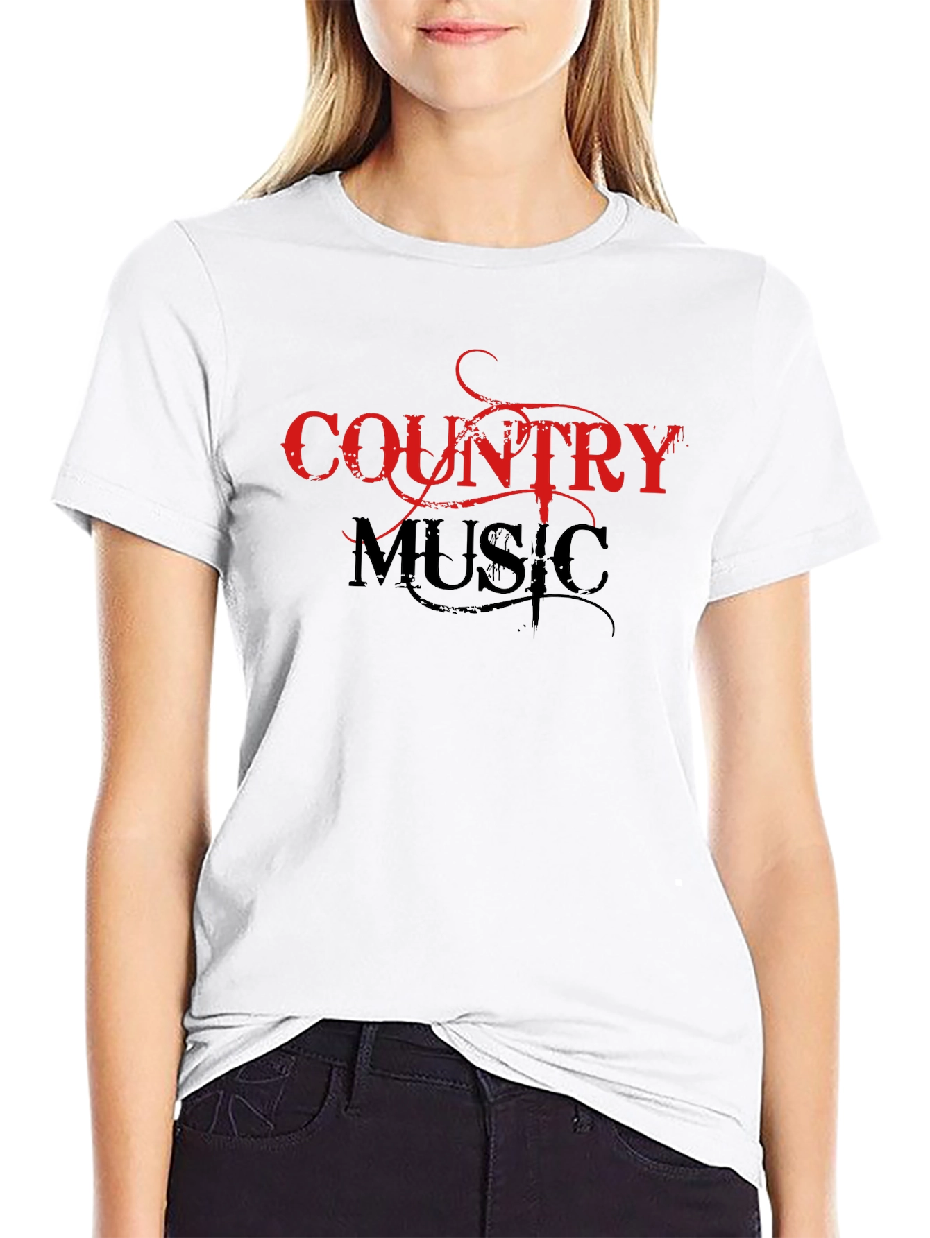 Country Music Graphic Tee - Black Cotton Shirt