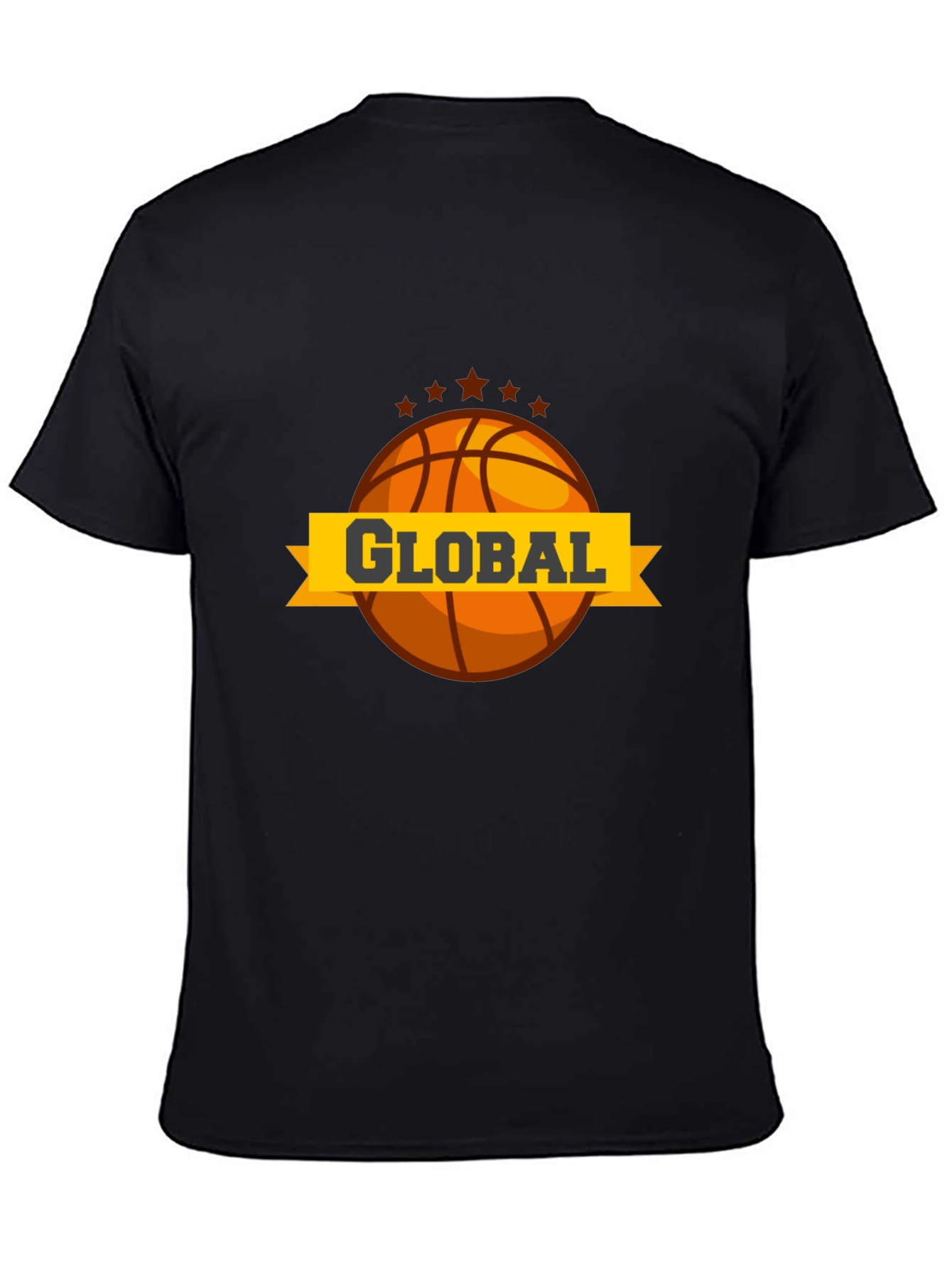 Global Basketball Graphic Tee - Black Casual T-Shirt