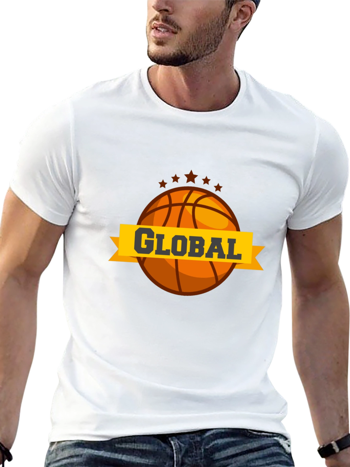 Global Basketball Graphic Tee - Black Casual T-Shirt