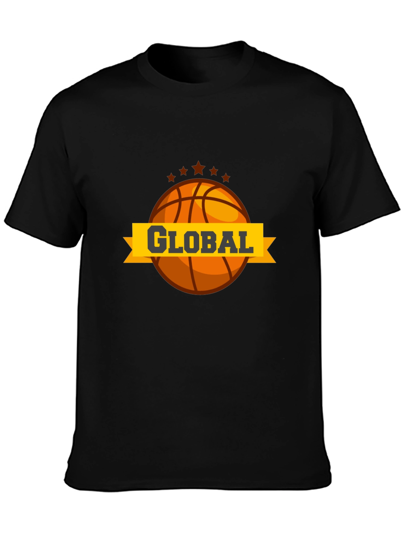 Global Basketball Graphic Tee - Black Casual T-Shirt