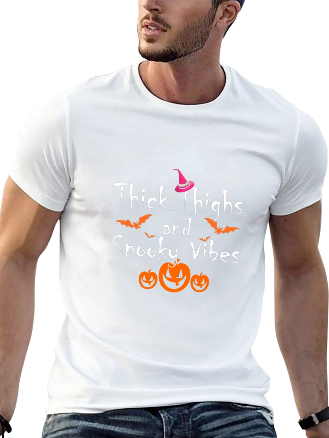 Thick Thighs Spooky Vibes Halloween T-Shirt