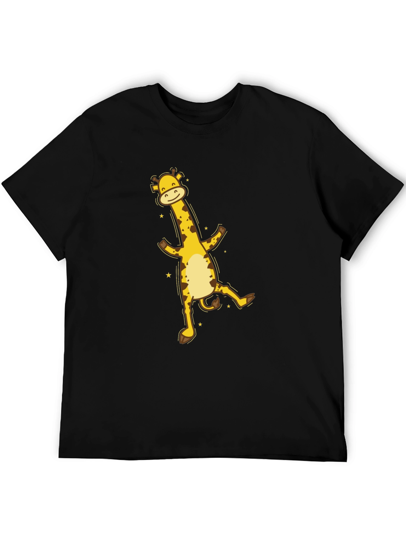 Fun Giraffe Graphic Tee - Black Cotton T-Shirt