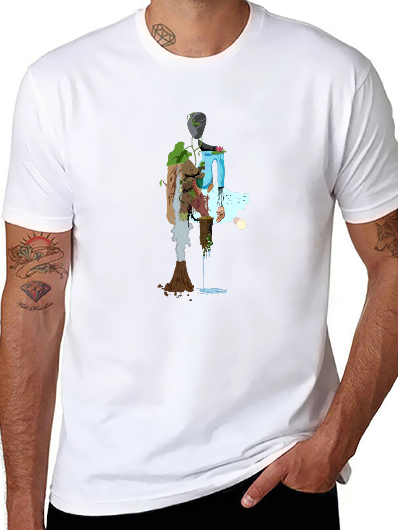 Nature Abstract Graphic Tee - Stylish Black T-Shirt