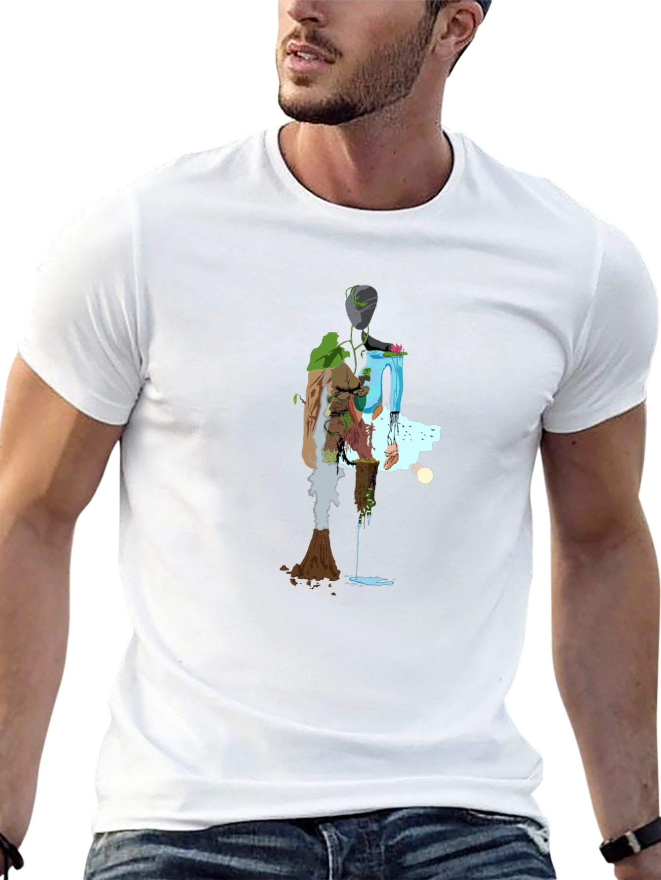 Nature Abstract Graphic Tee - Stylish Black T-Shirt