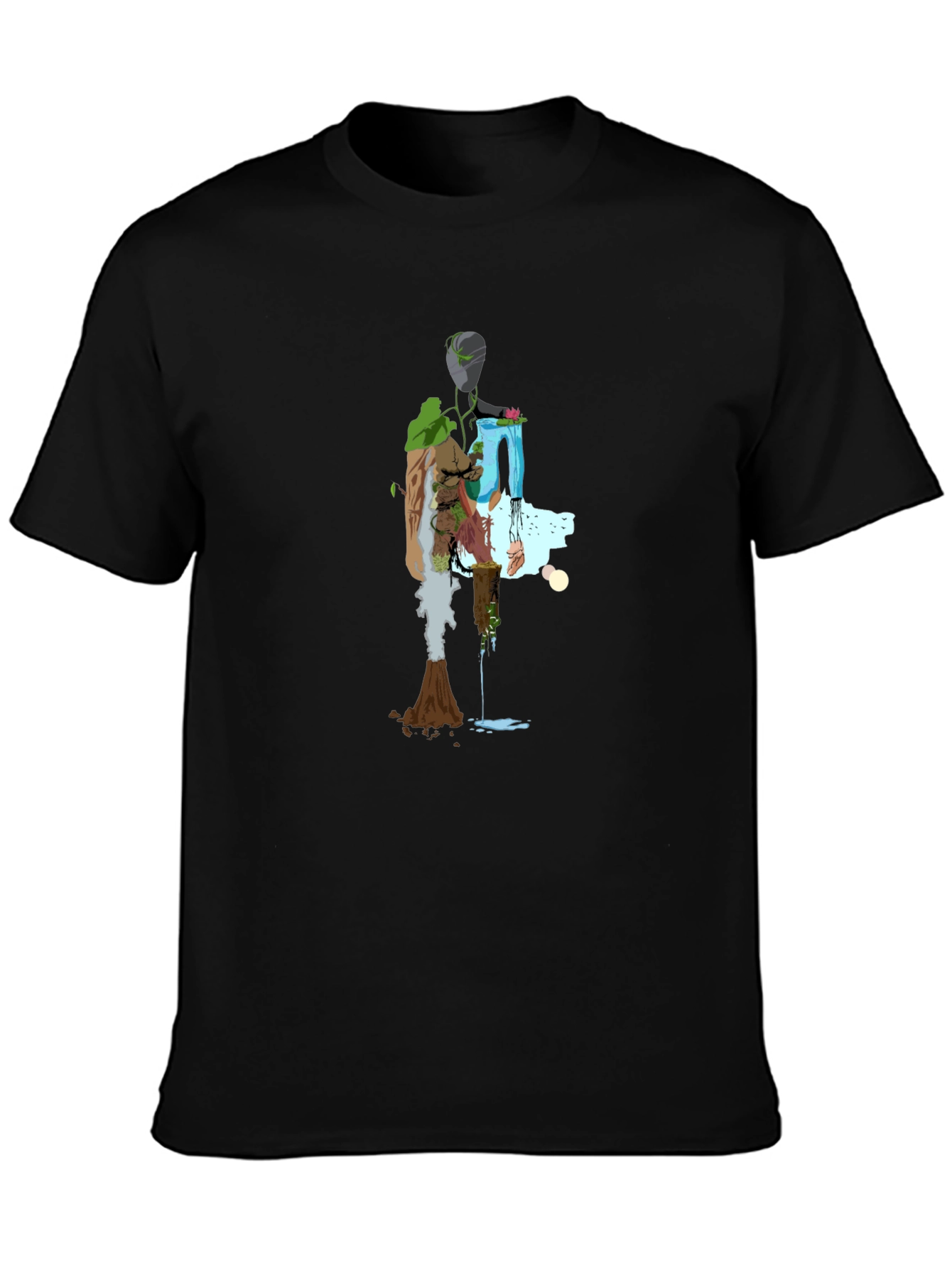 Nature Abstract Graphic Tee - Stylish Black T-Shirt