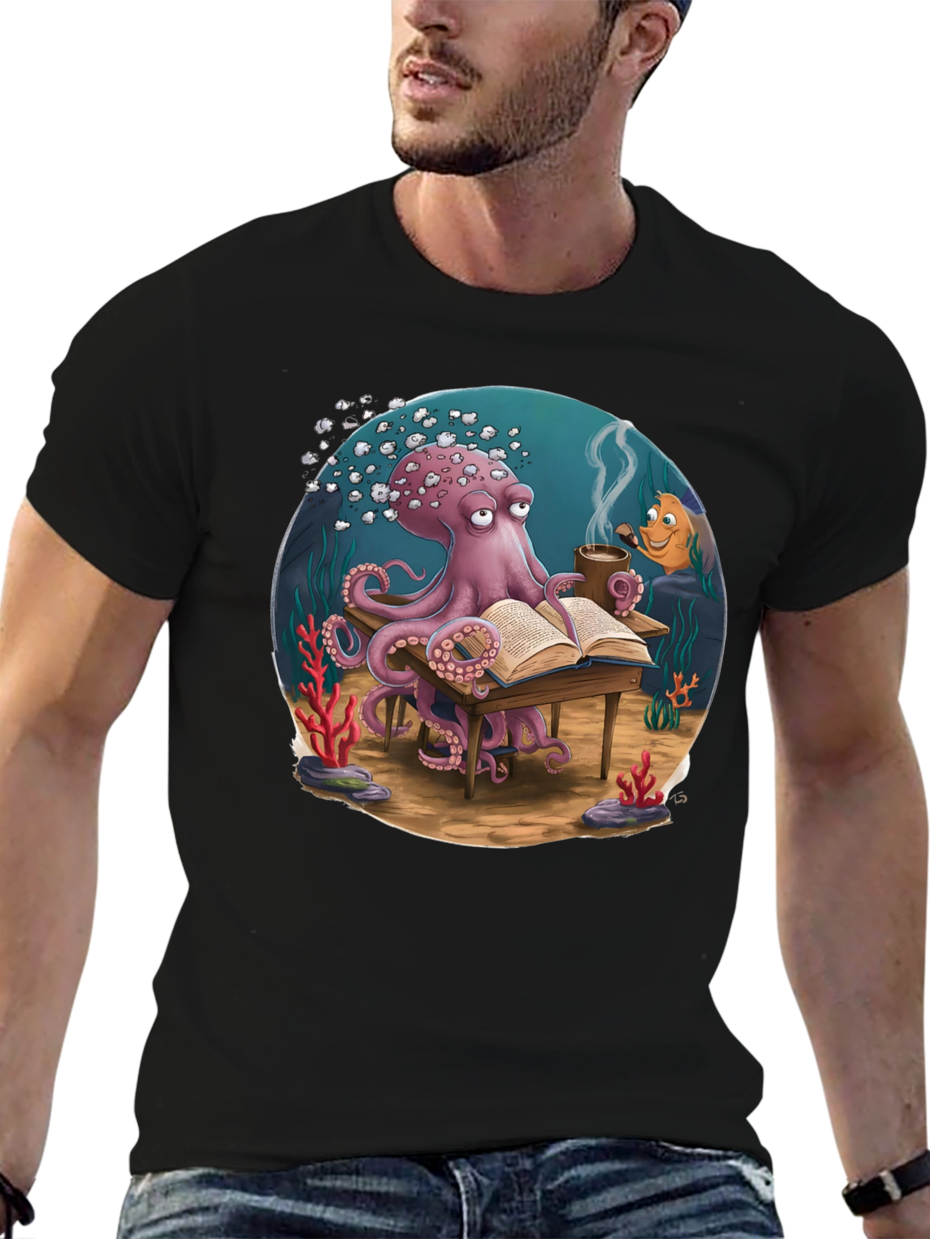 Octopus Reading T-Shirt