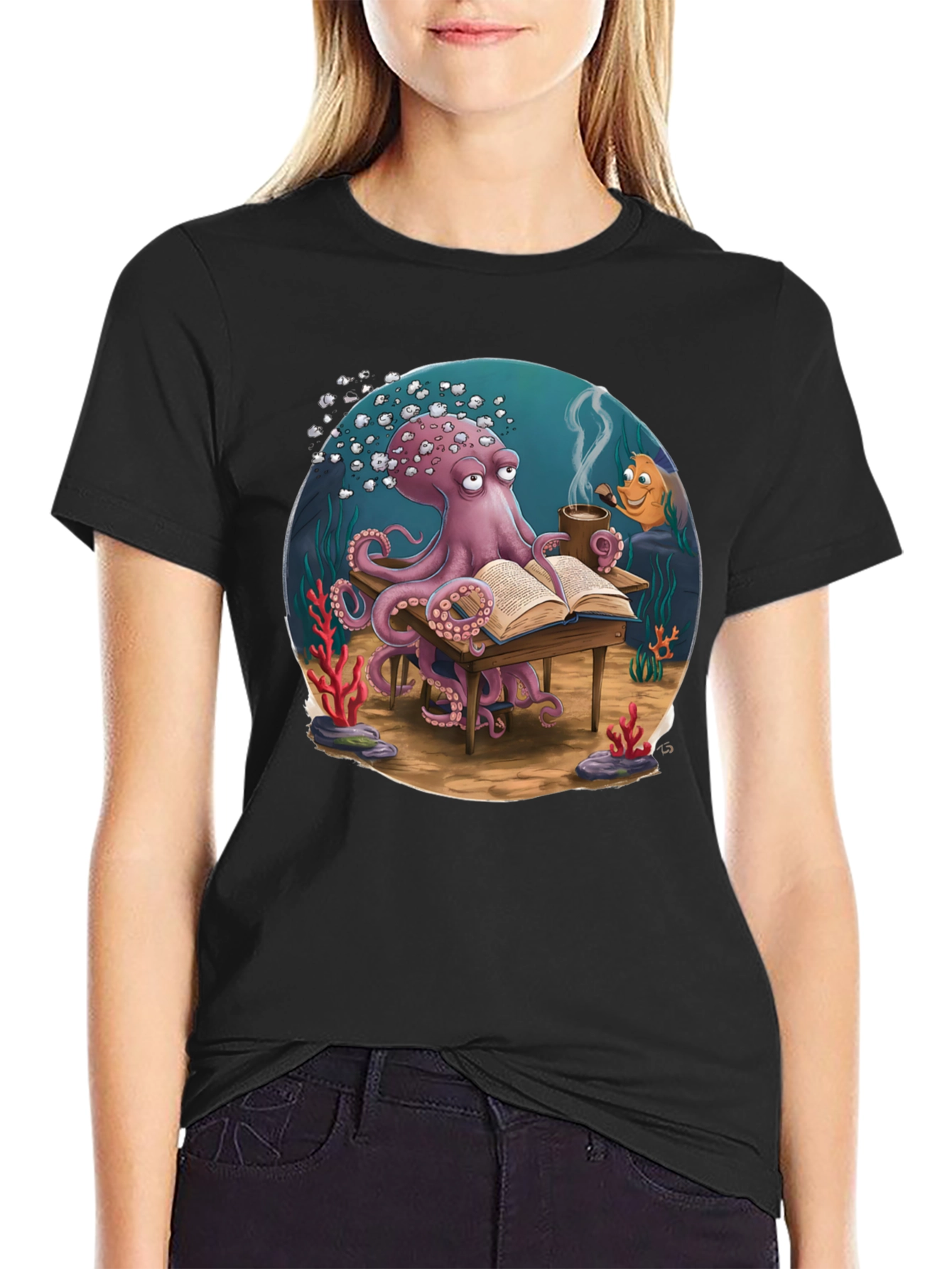 Octopus Reading T-Shirt