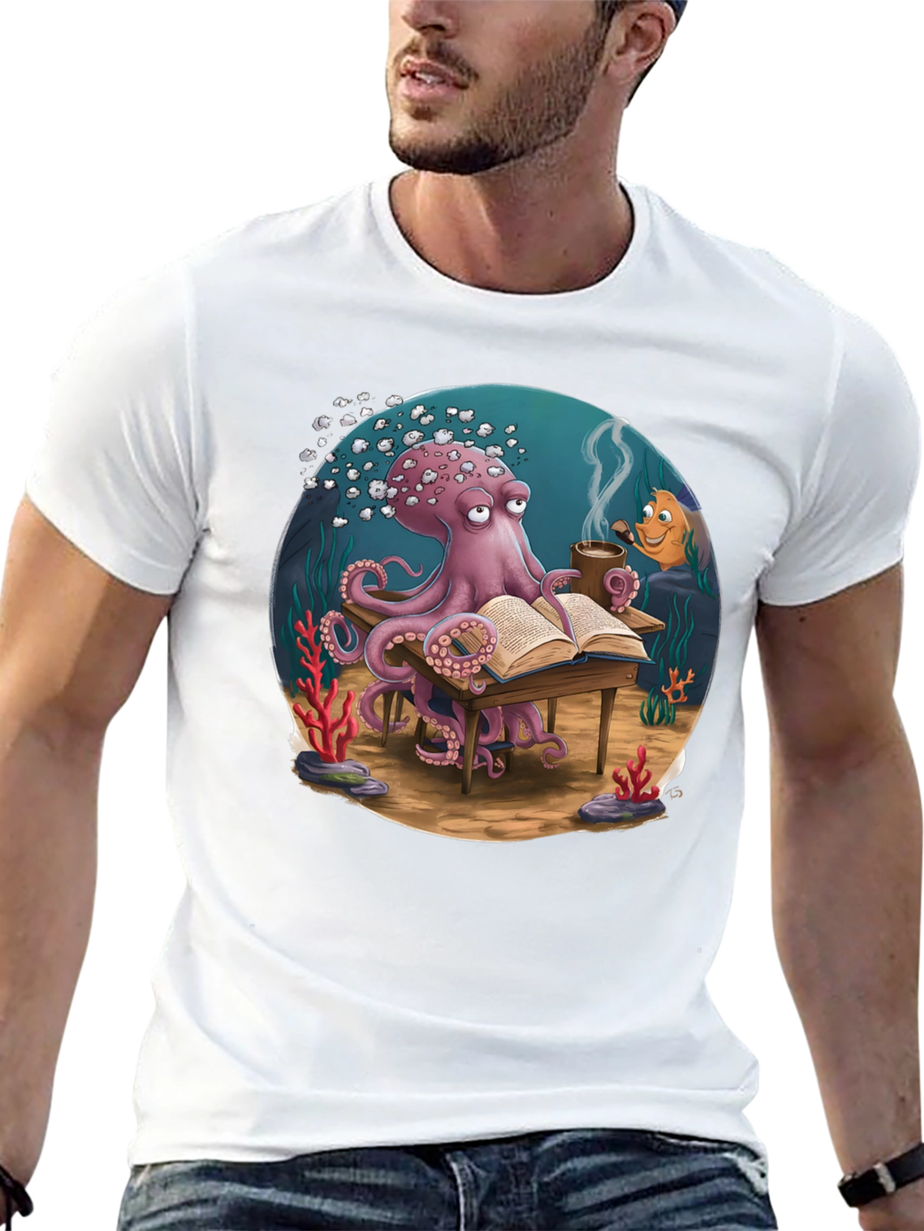 Octopus Reading T-Shirt