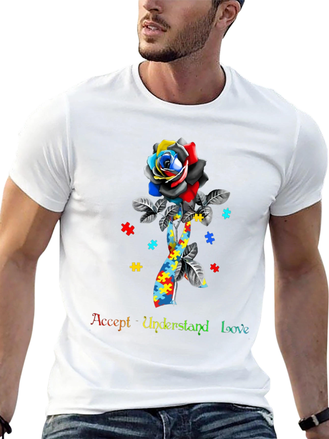 Autism Awareness Rose Graphic T-Shirt