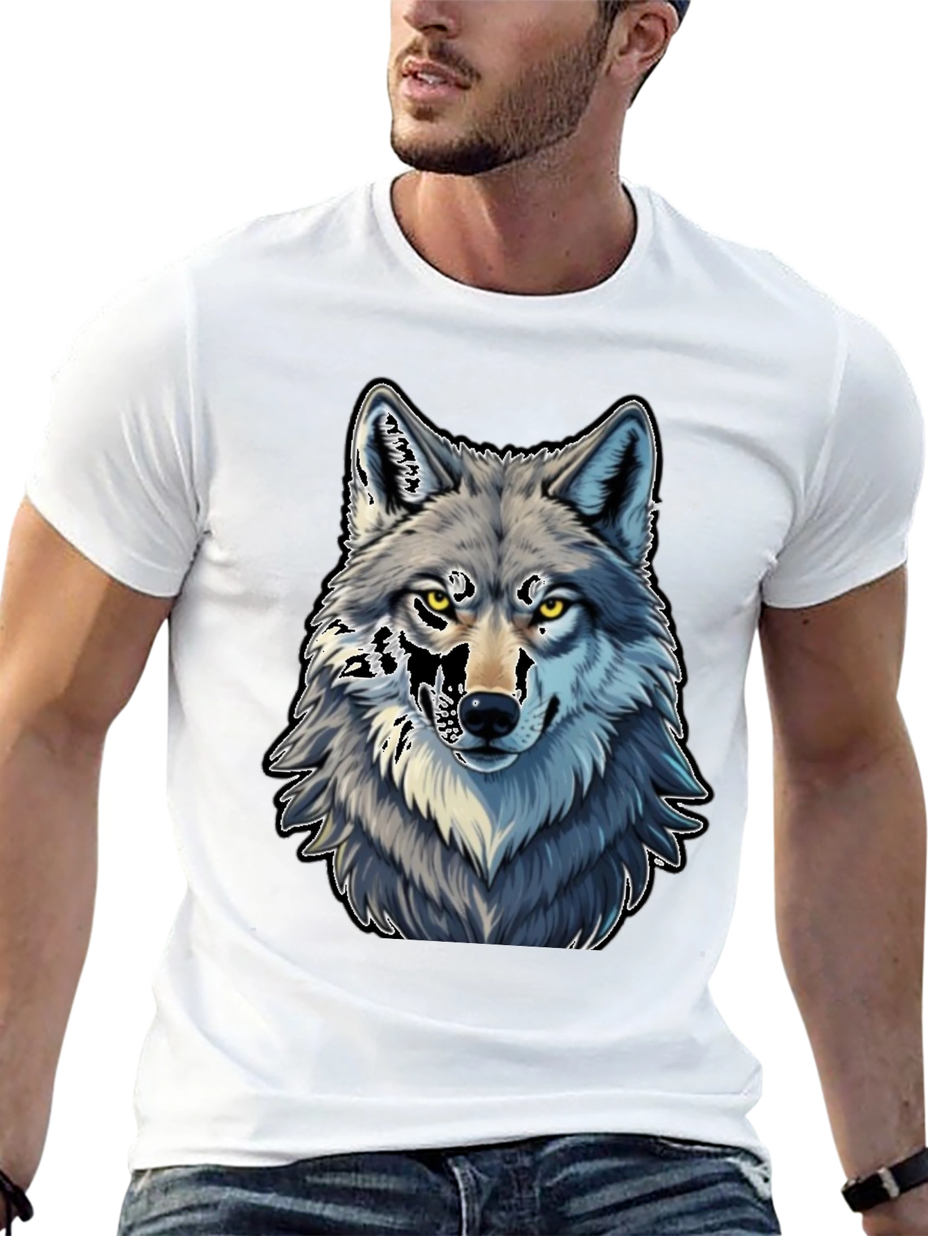 Wolf Graphic Tee - Black Cotton Blend