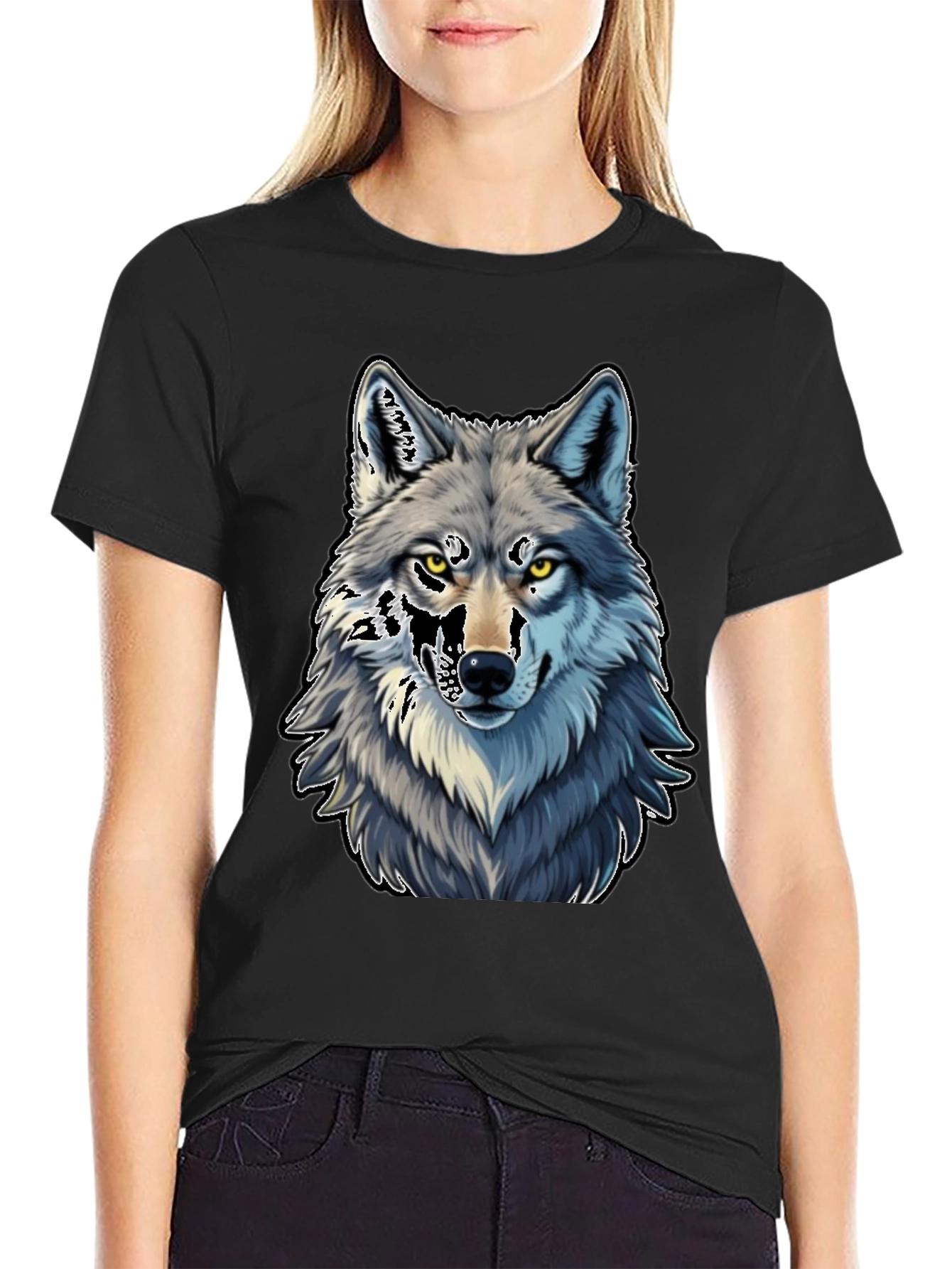 Wolf Graphic Tee - Black Cotton Blend