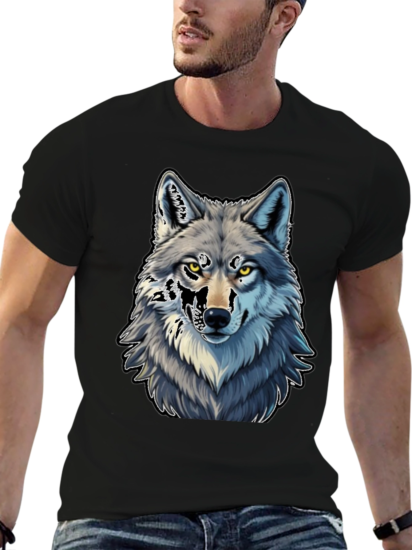 Wolf Graphic Tee - Black Cotton Blend
