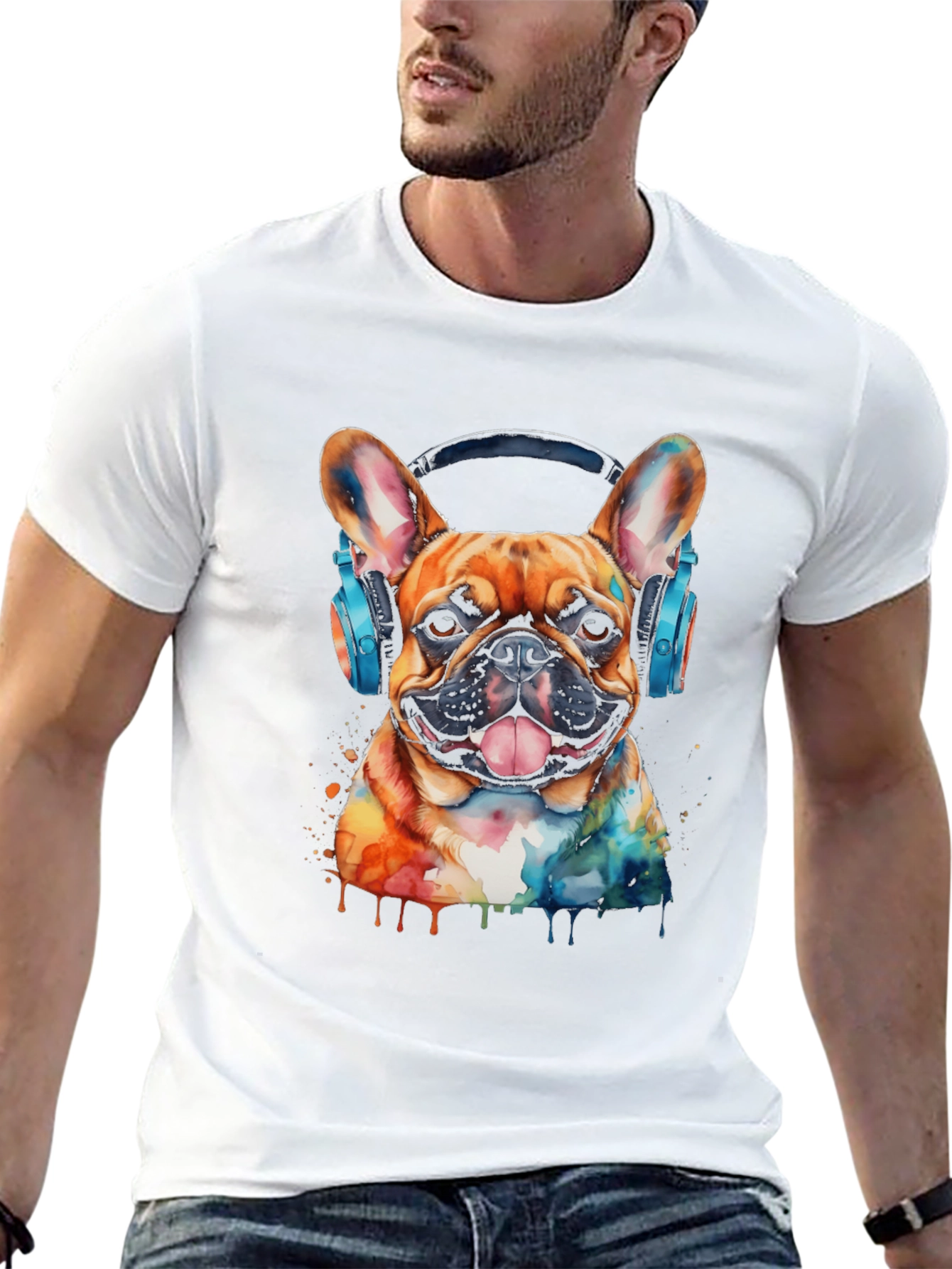 Dog with Headphones Graphic Tee - Cool & Trendy