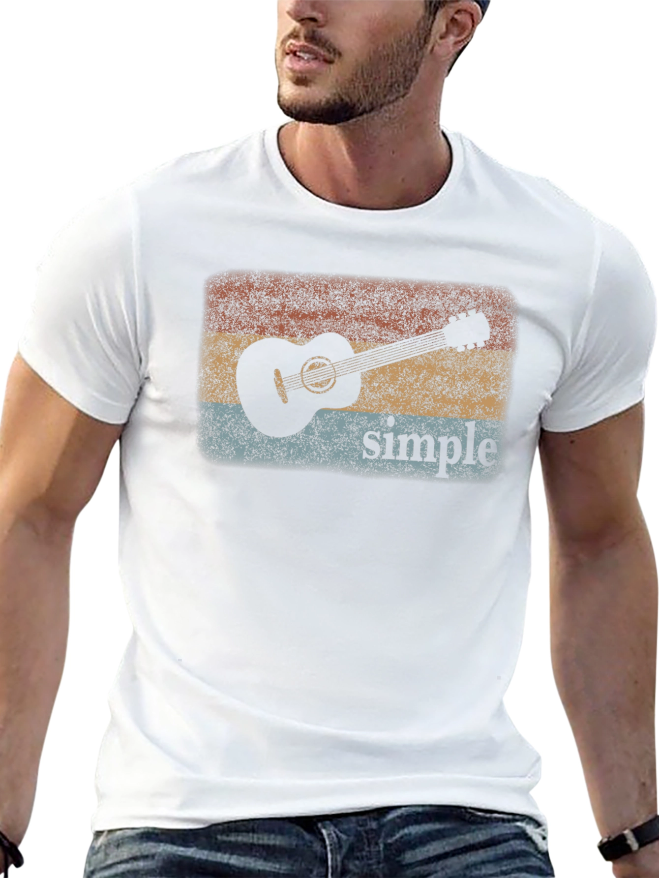 Retro Guitar Simple Graphic Tee