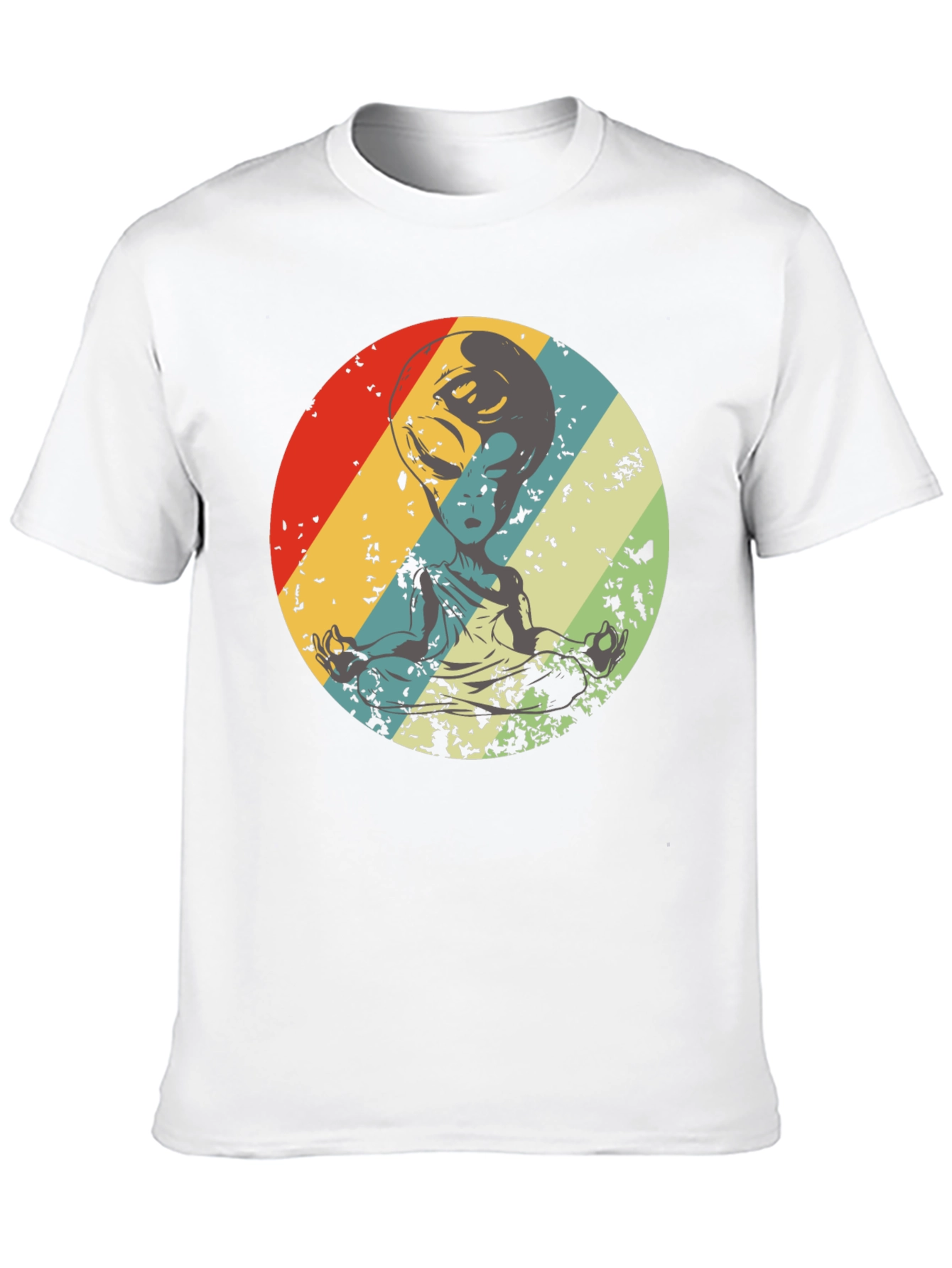 Retro Alien Meditation T-Shirt - Sci-Fi Yoga Tee