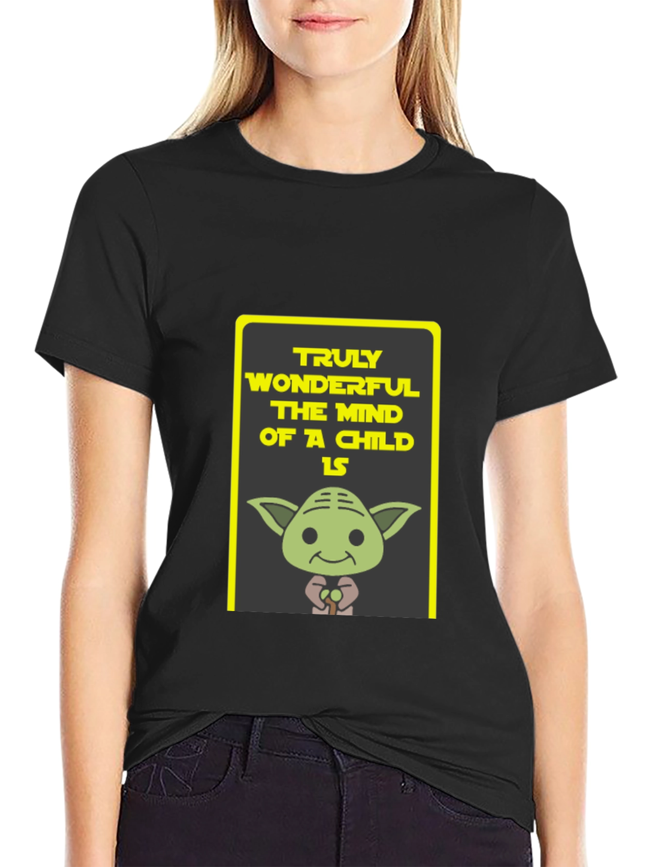 Yoda Truly Wonderful Graphic Black T-Shirt