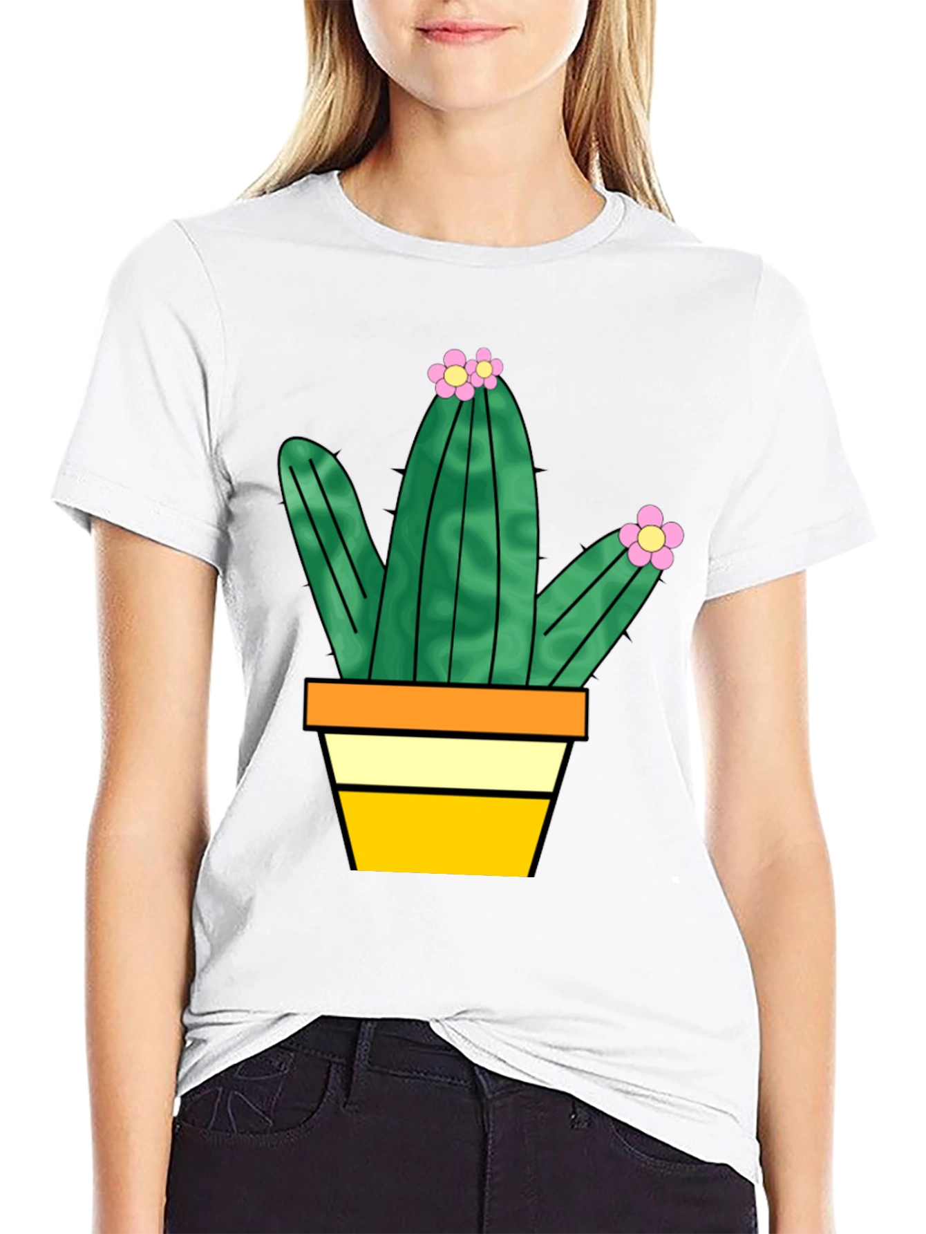 Cactus Graphic Tee - Trendy Potted Plant T-Shirt