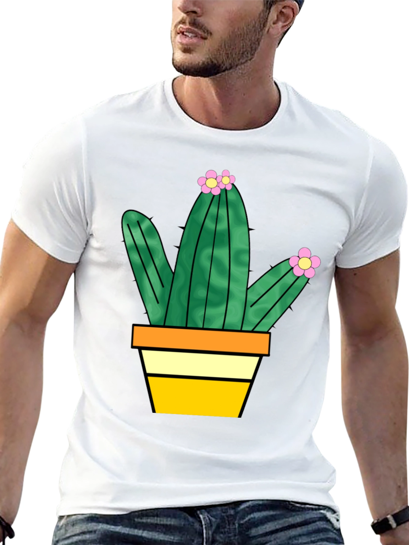 Cactus Graphic Tee - Trendy Potted Plant T-Shirt