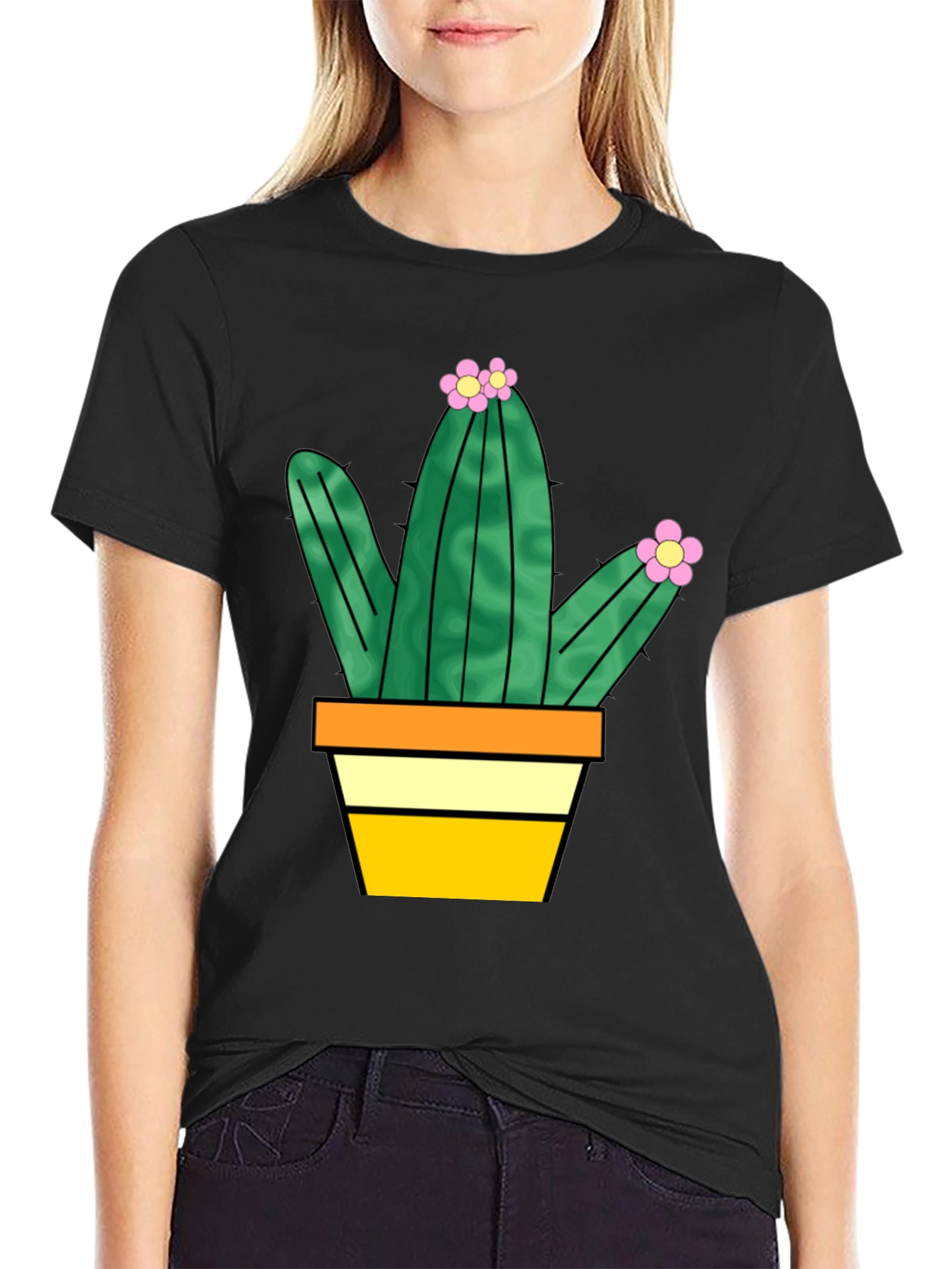 Cactus Graphic Tee - Trendy Potted Plant T-Shirt