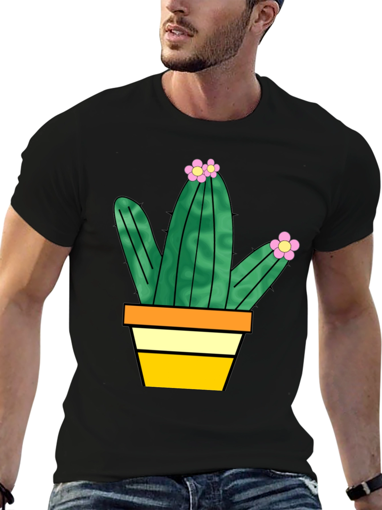 Cactus Graphic Tee - Trendy Potted Plant T-Shirt