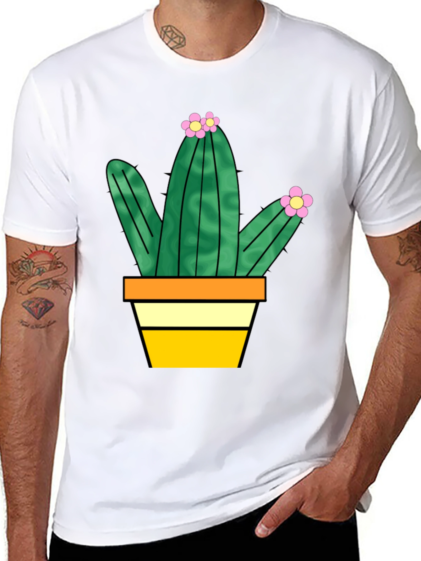 Cactus Graphic Tee - Trendy Potted Plant T-Shirt