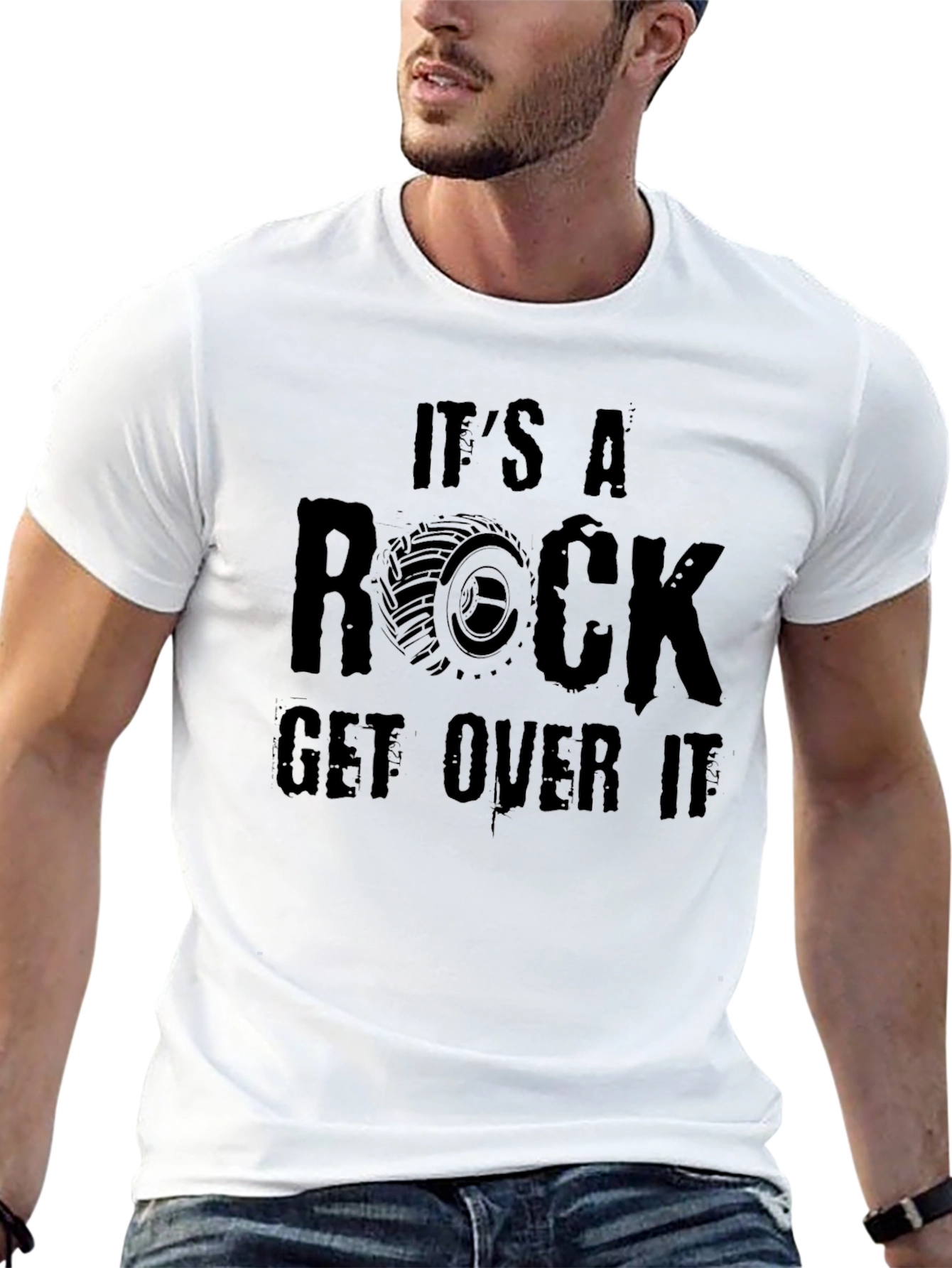 Its A Rock Get Over It Black Graphic Tee