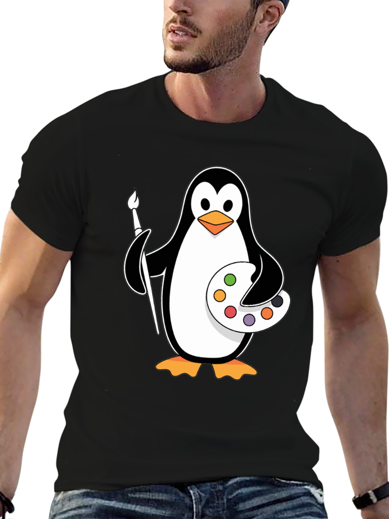 Penguin Artist T-Shirt: Creative & Fun Design