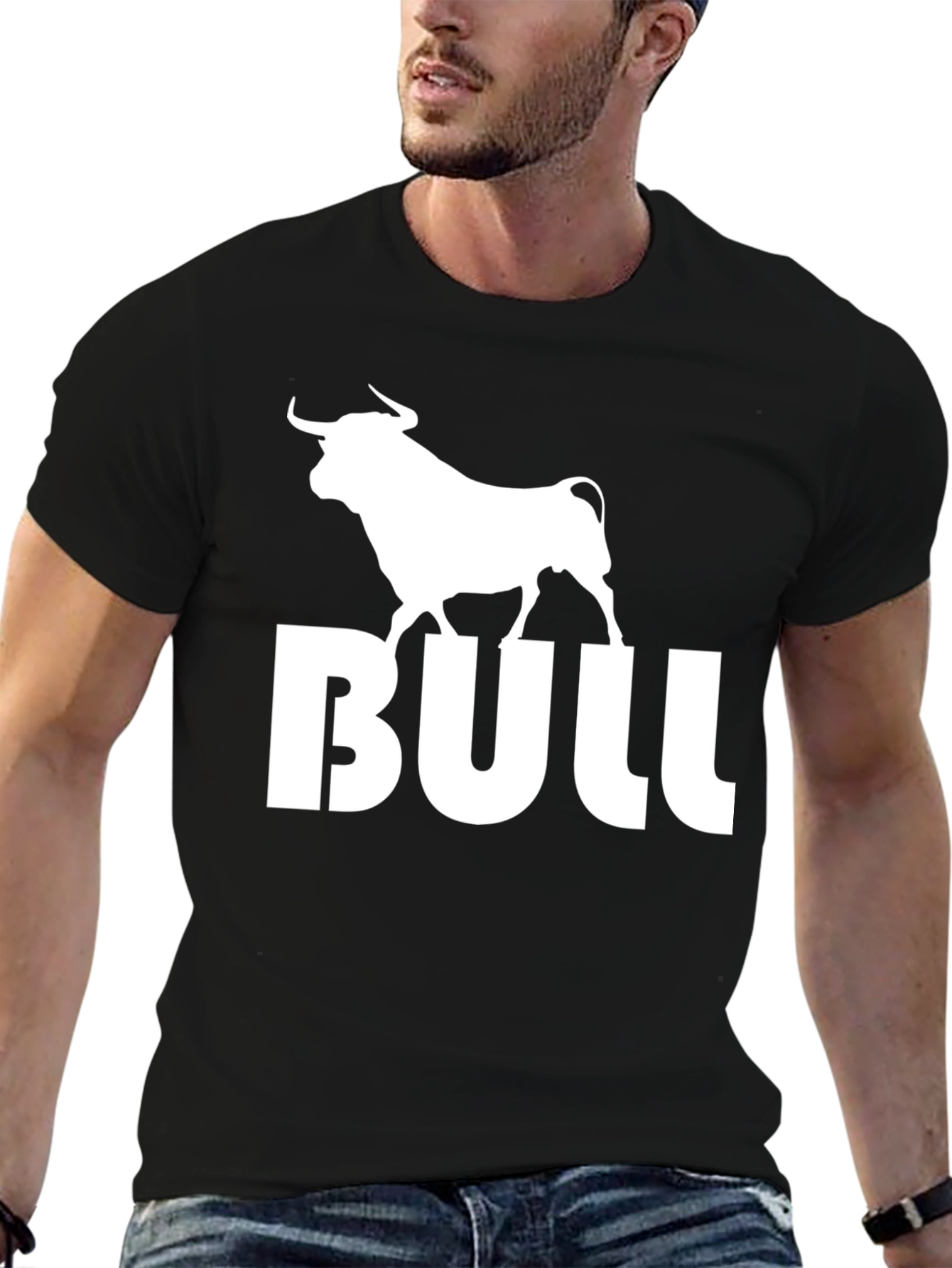 Bold Bull Graphic Tee - Black Cotton Blend