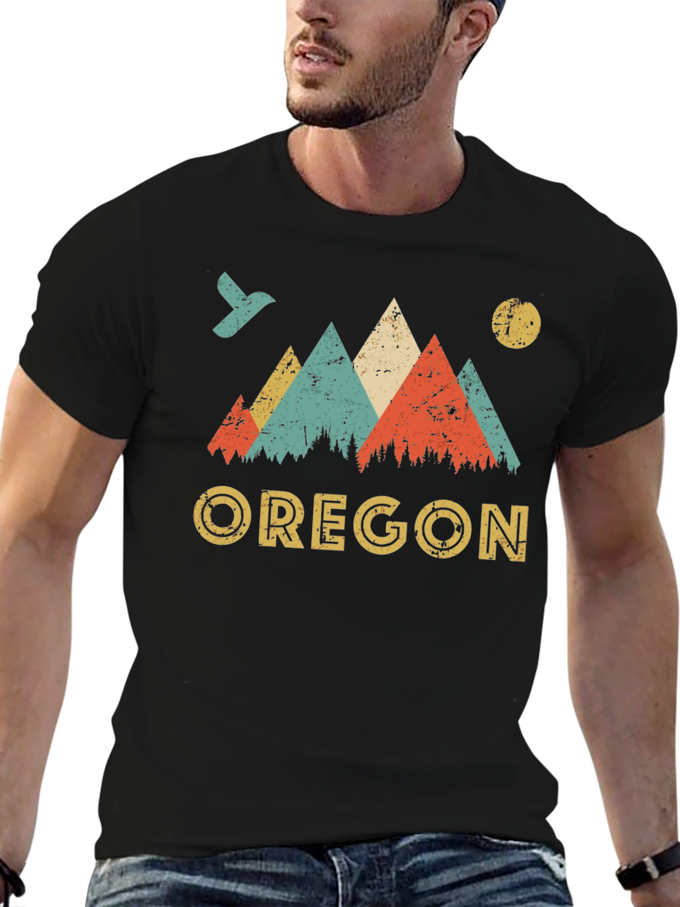 Oregon Mountains Retro Graphic T-Shirt