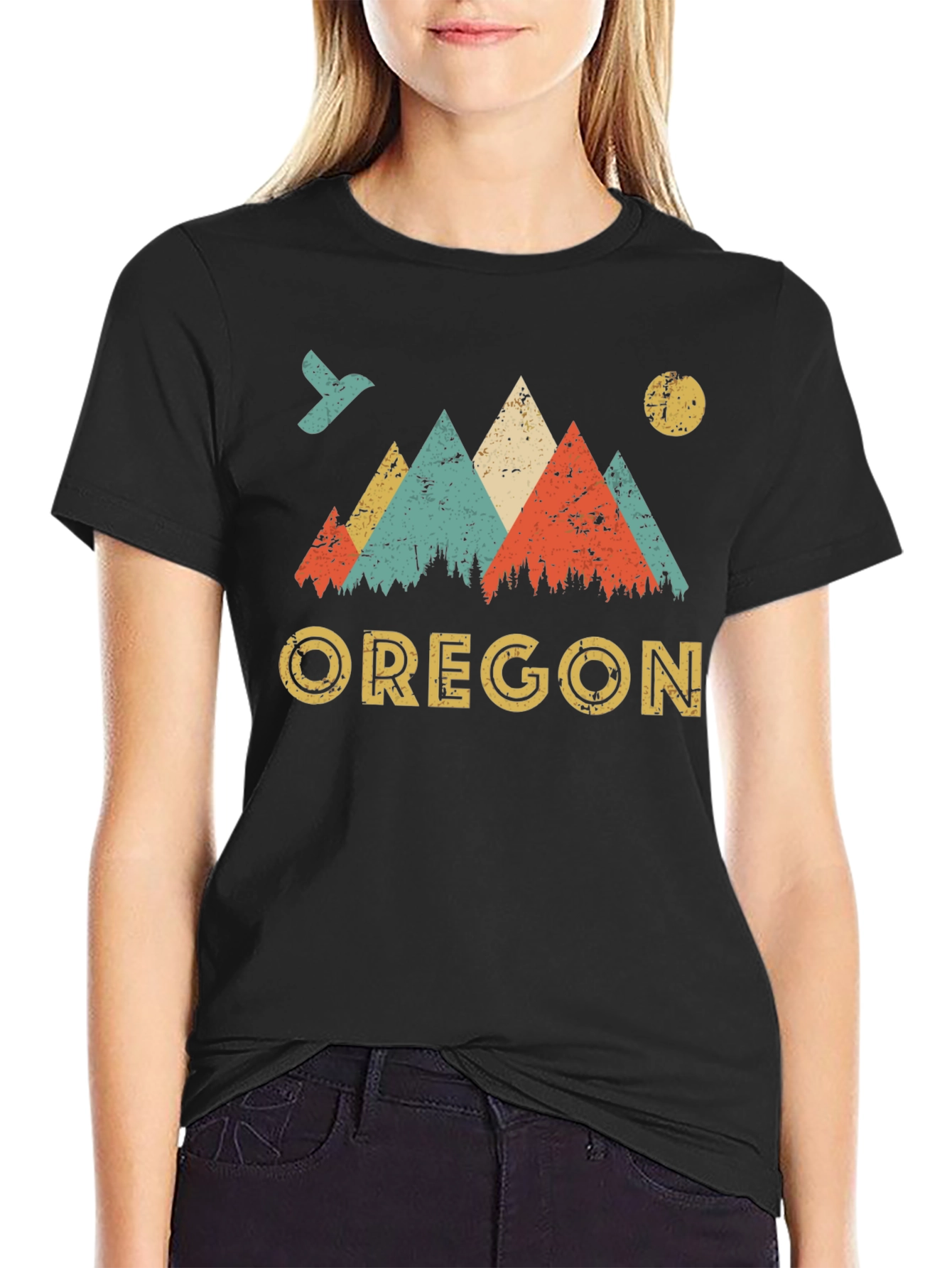 Oregon Mountains Retro Graphic T-Shirt