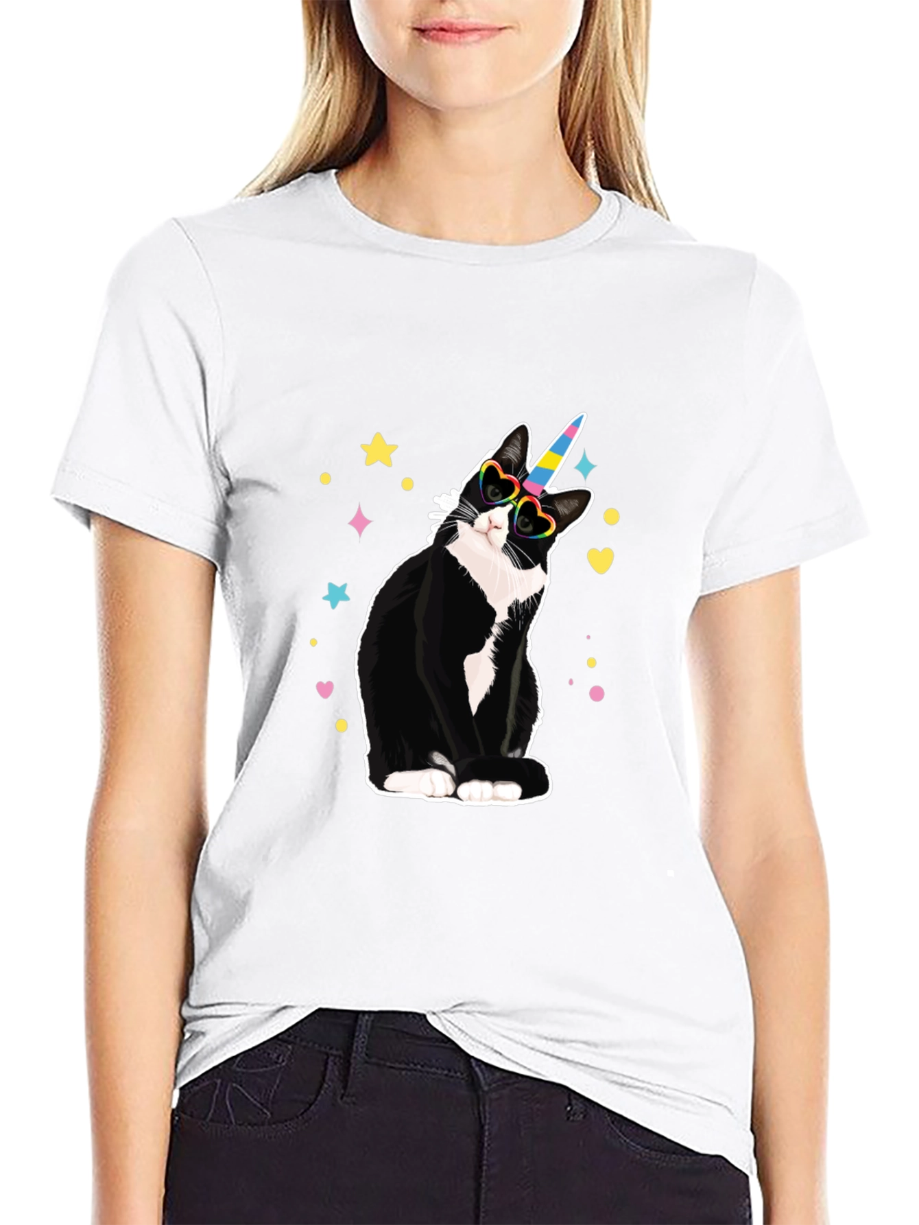 Unicorn Cat T-Shirt - Black