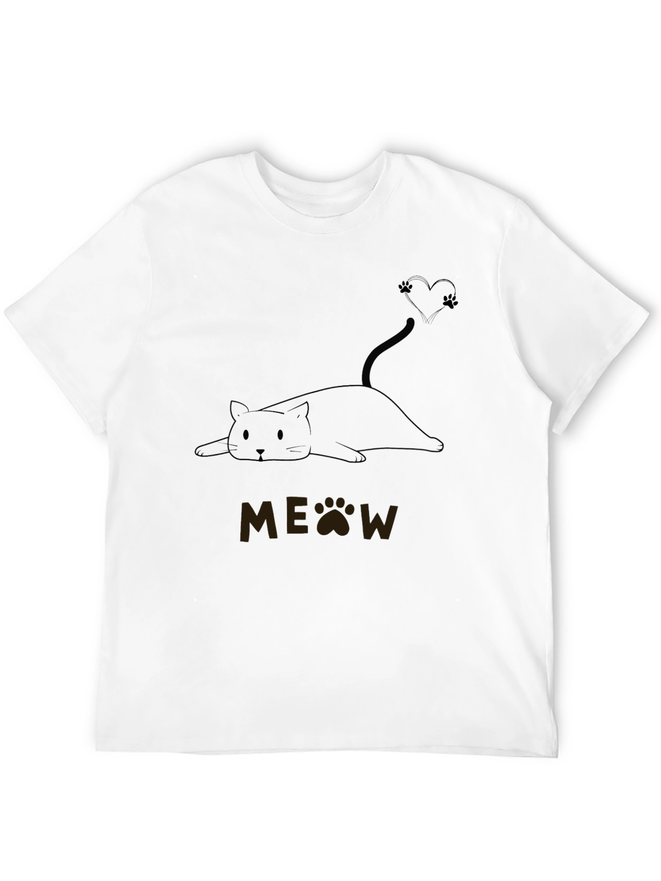 Cute Cat MEOW T-Shirt - Black