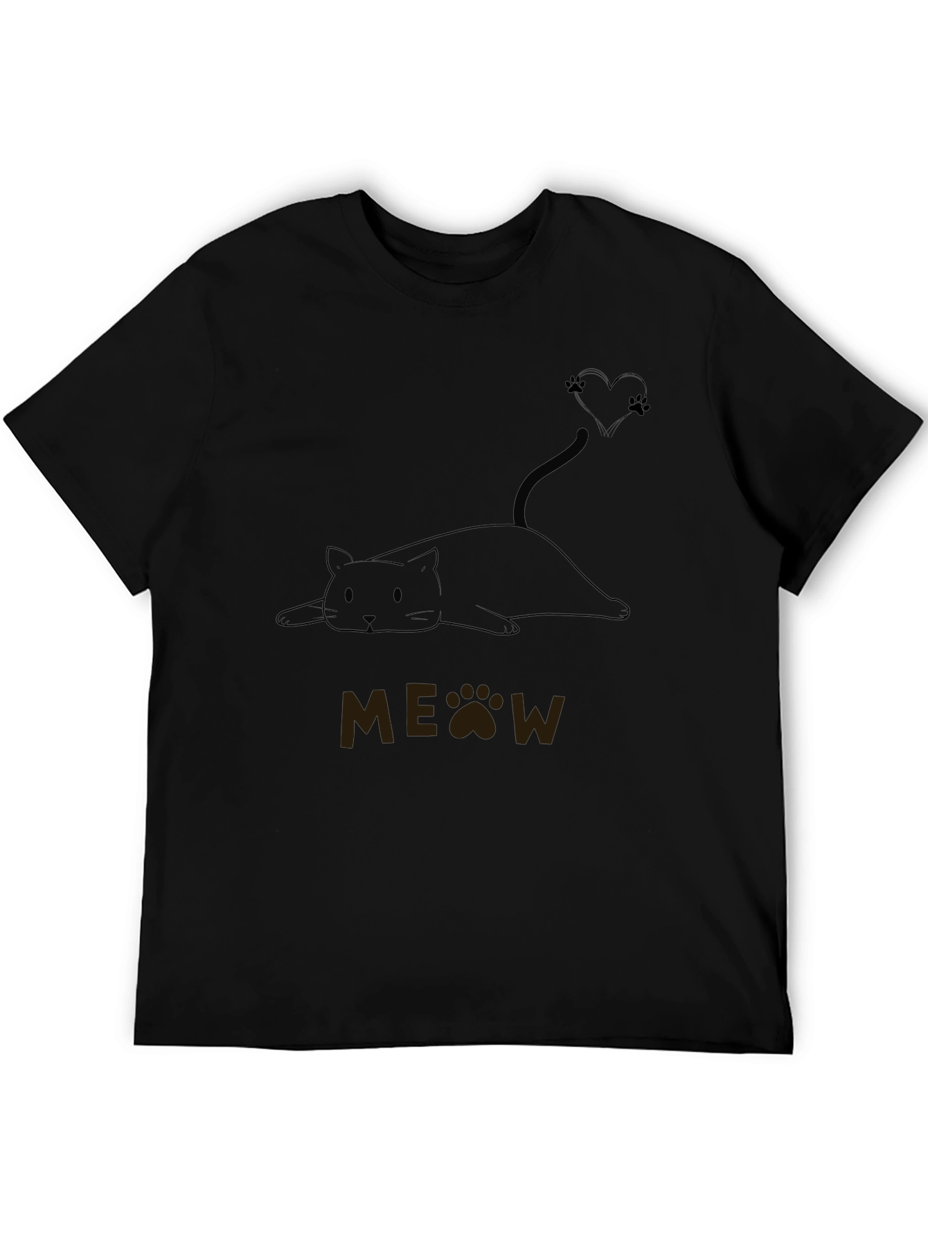 Cute Cat MEOW T-Shirt - Black
