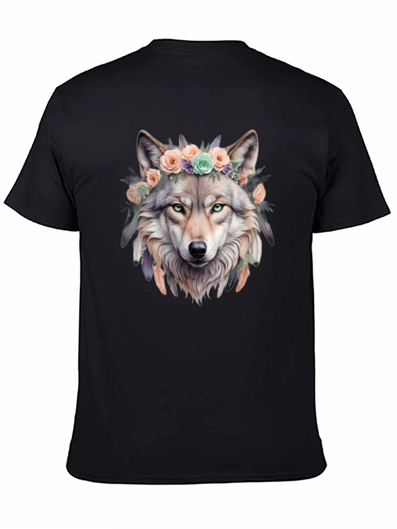 Wolf Flower Crown Graphic Tee - Unique Design