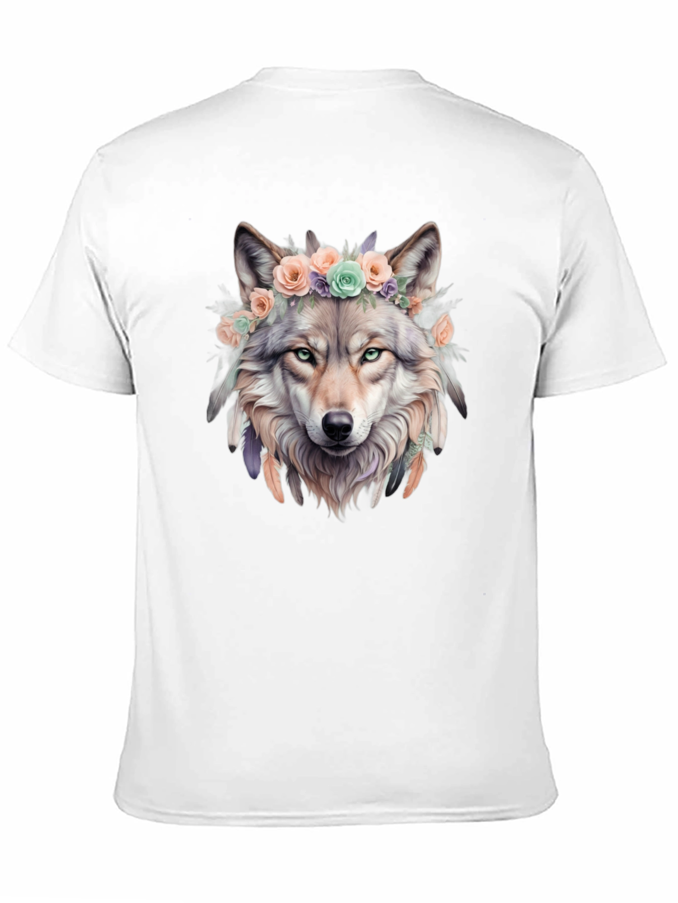 Wolf Flower Crown Graphic Tee - Unique Design