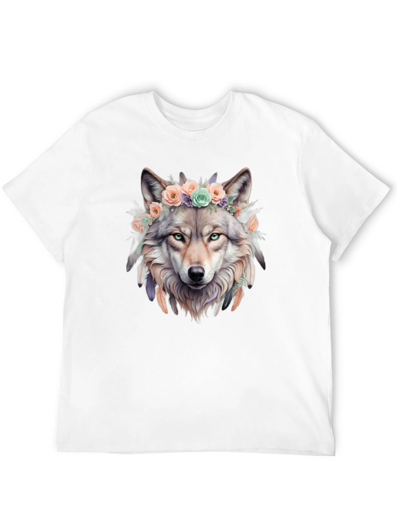 Wolf Flower Crown Graphic Tee - Unique Design