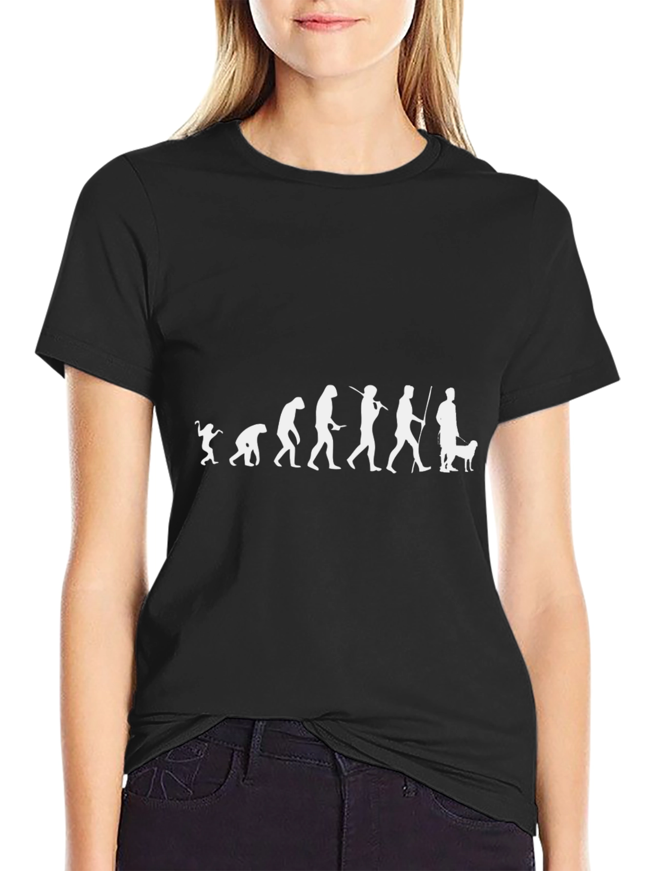 Evolution of Dog Walker T-Shirt - Black Cotton Tee