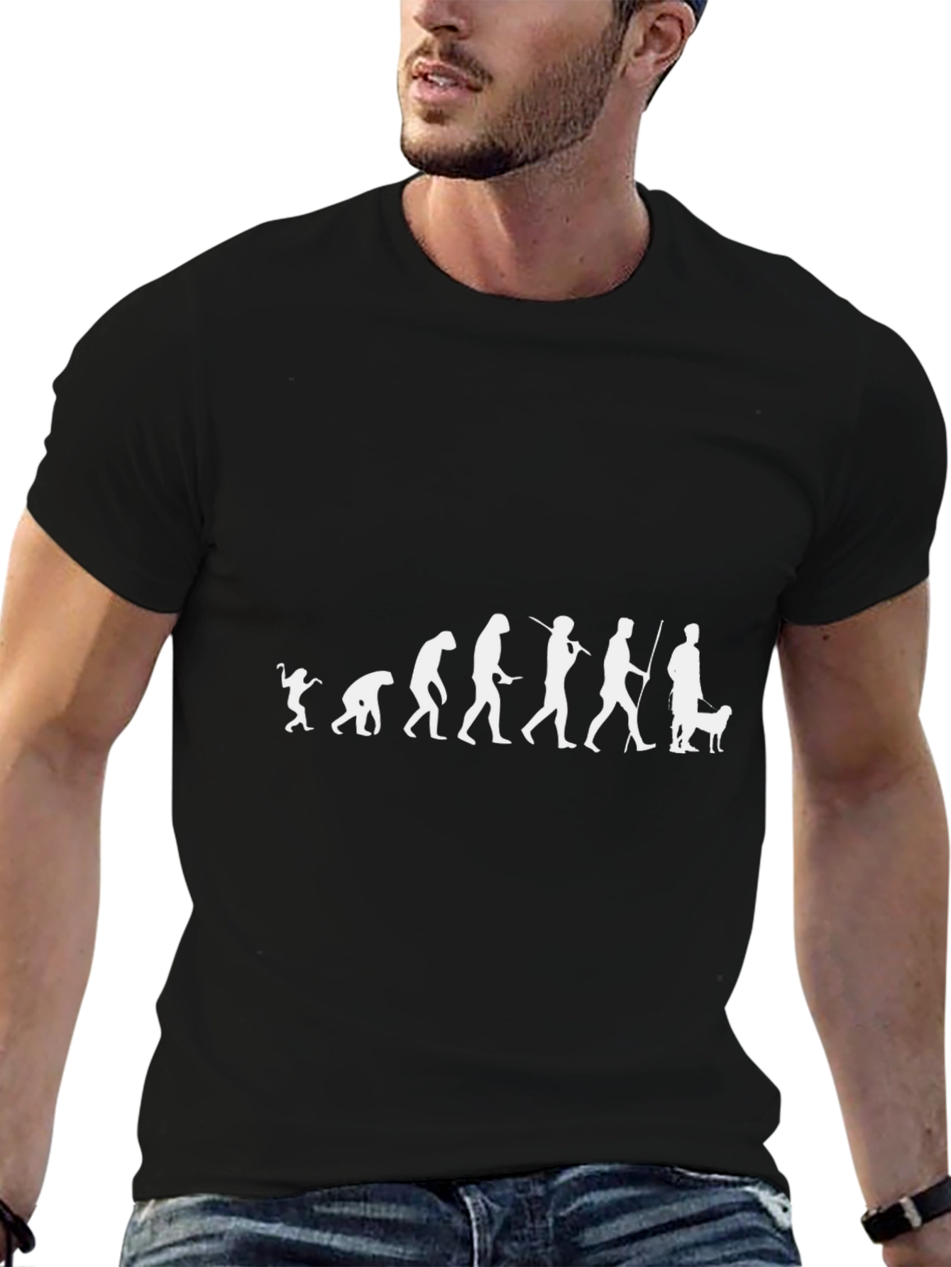 Evolution of Dog Walker T-Shirt - Black Cotton Tee