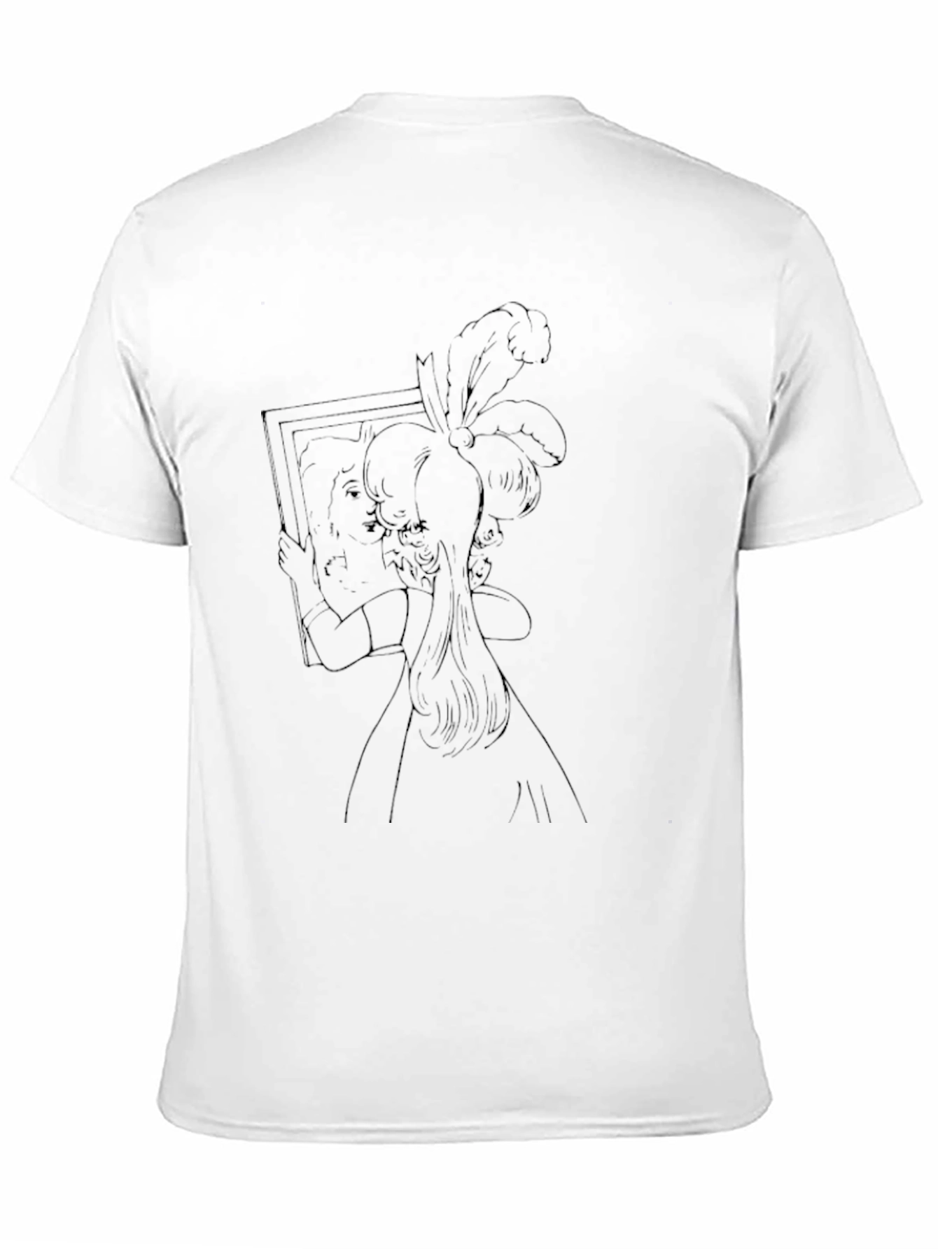 Artistic Black T-Shirt with Woman in Mirror Design