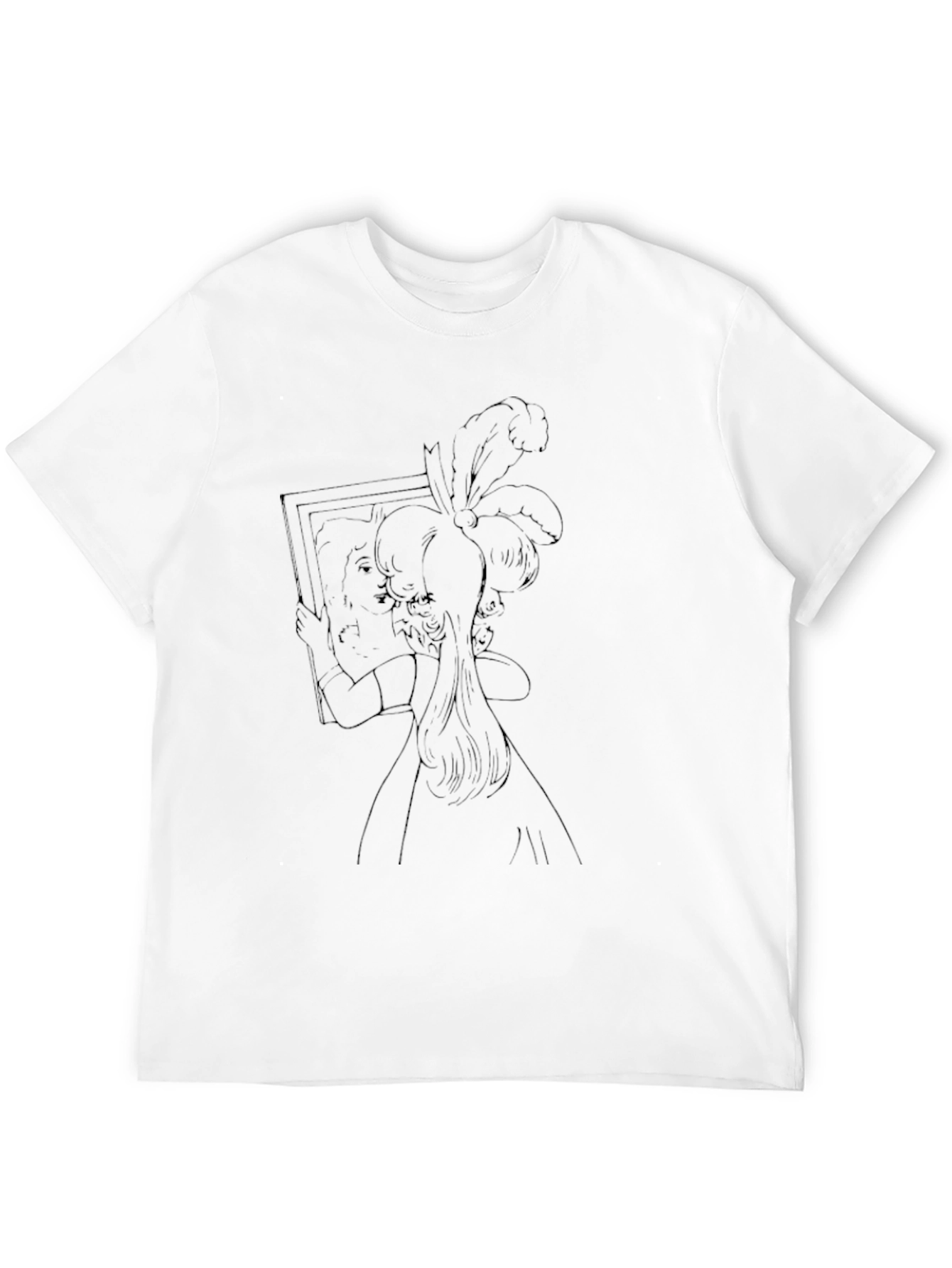 Artistic Black T-Shirt with Woman in Mirror Design