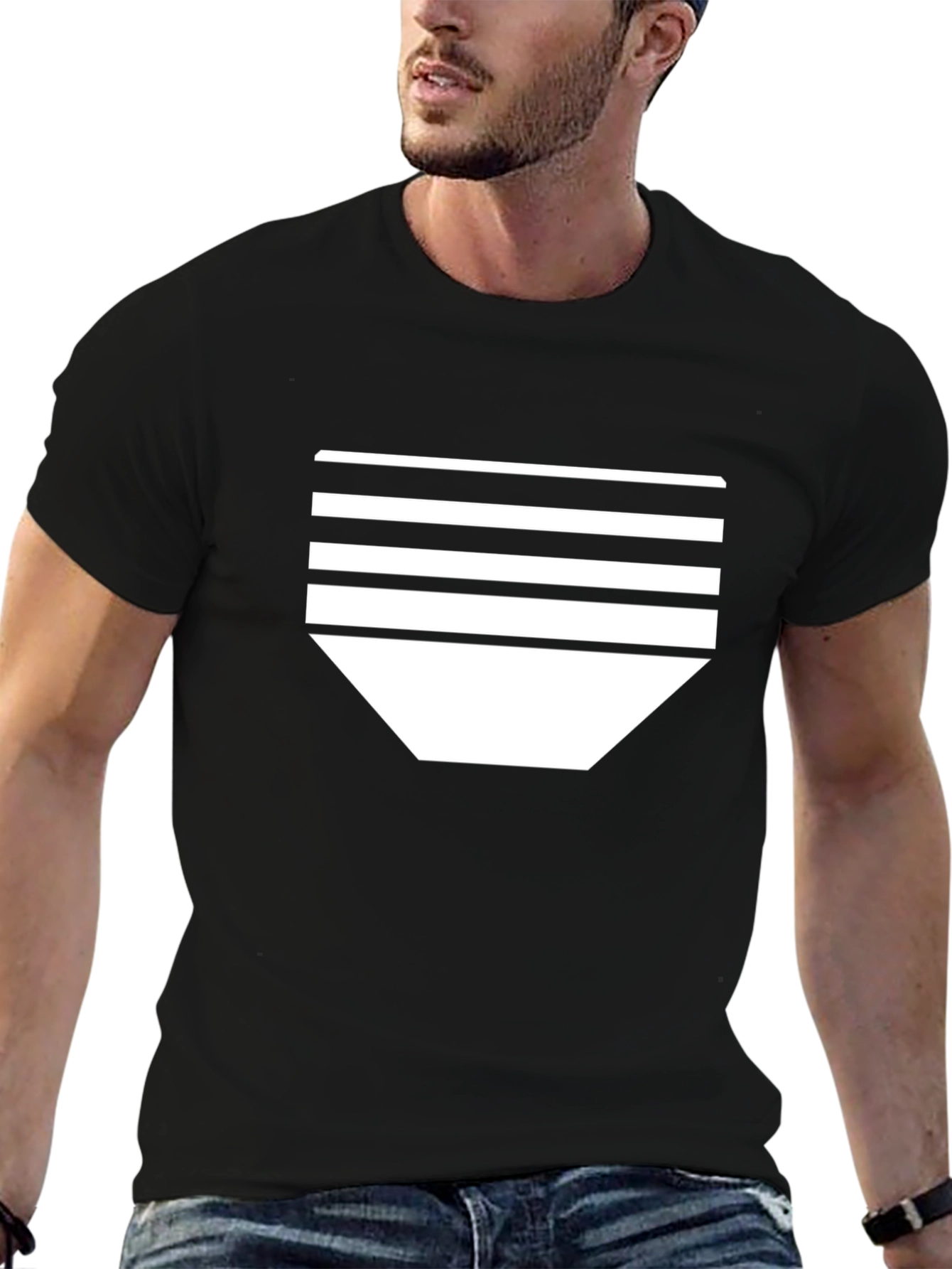 Modern Striped Tee - Black Graphic T-Shirt
