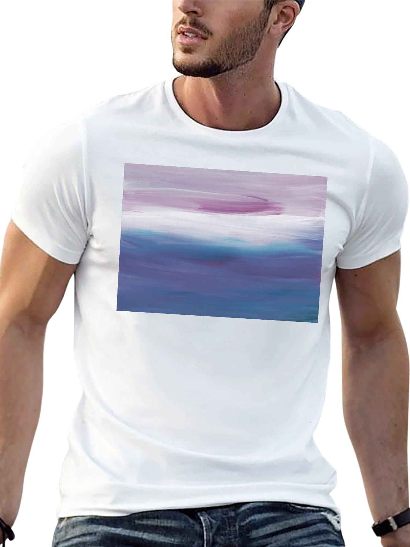 Abstract Seascape Graphic Black T-Shirt