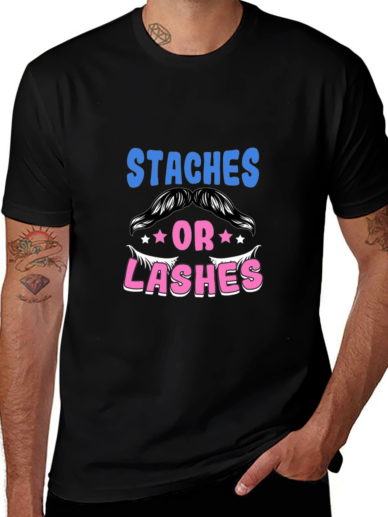 Staches or Lashes Gender Reveal T-Shirt