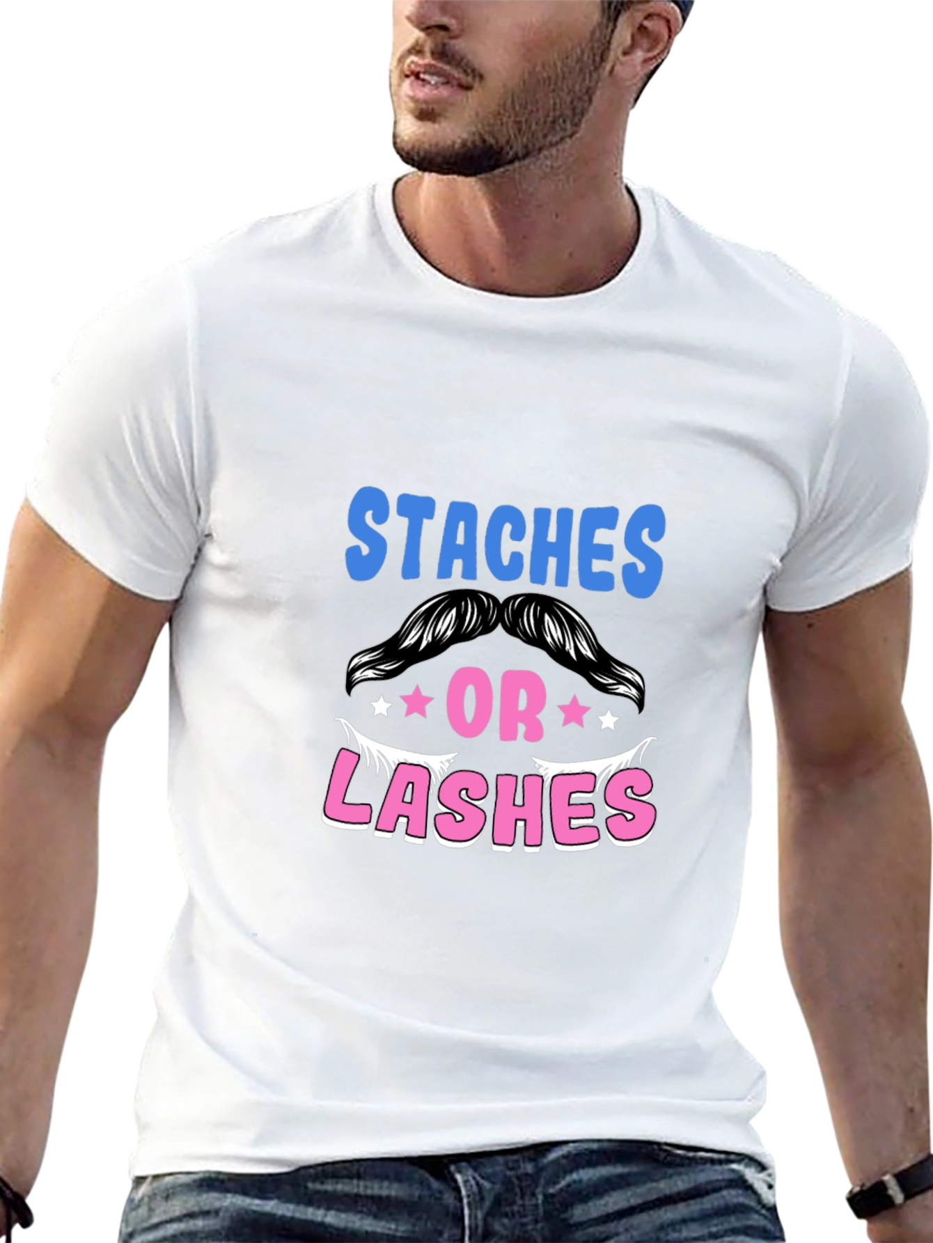Staches or Lashes Gender Reveal T-Shirt