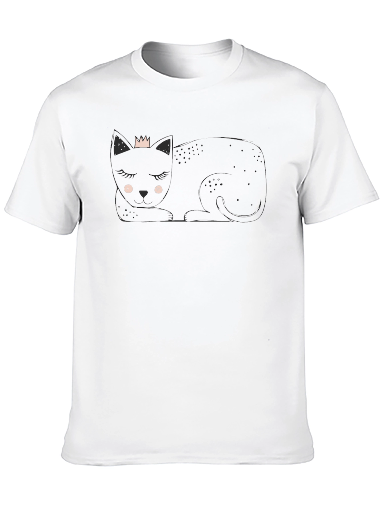 Cute Cat with Crown Black T-Shirt