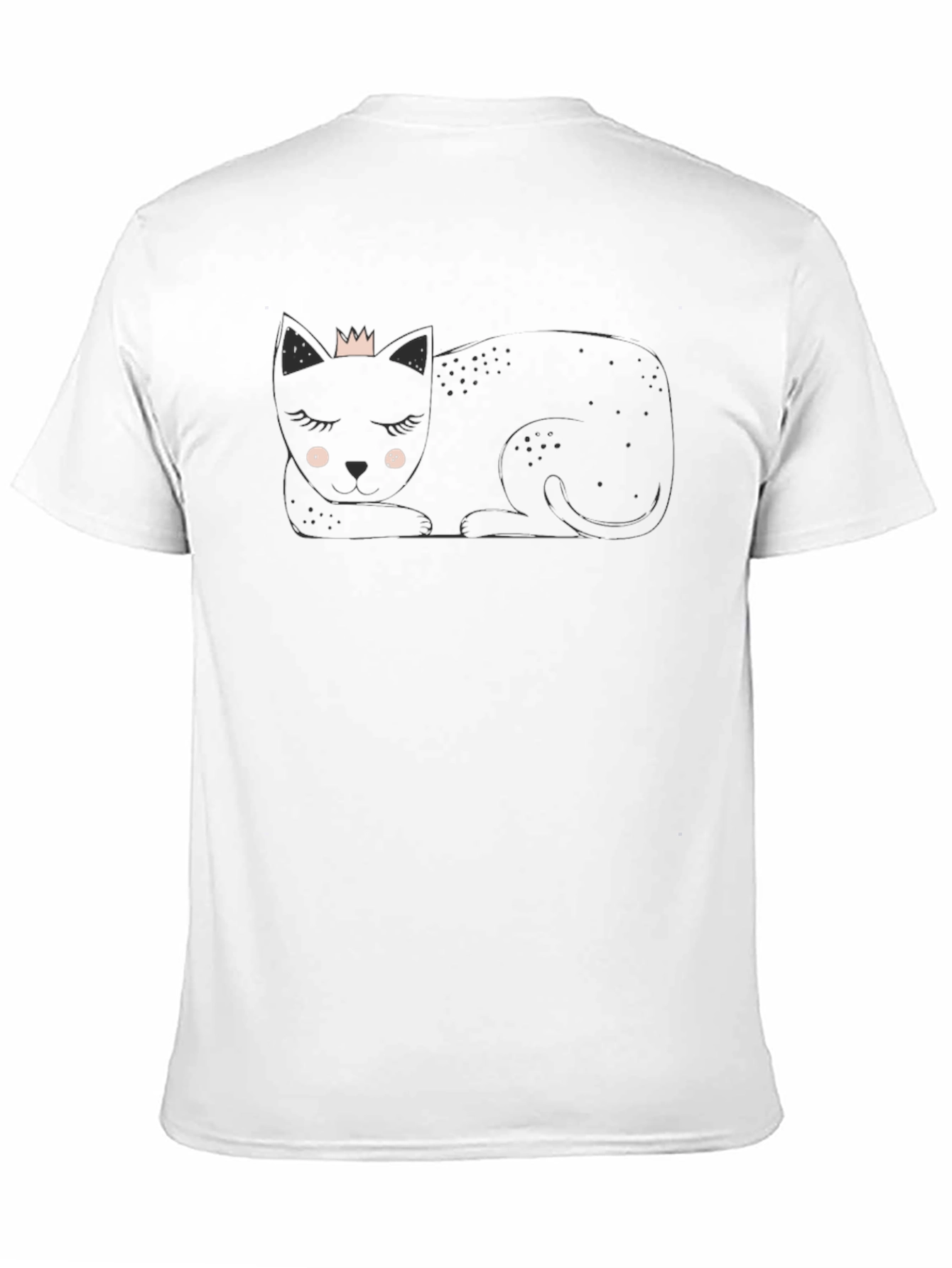 Cute Cat with Crown Black T-Shirt