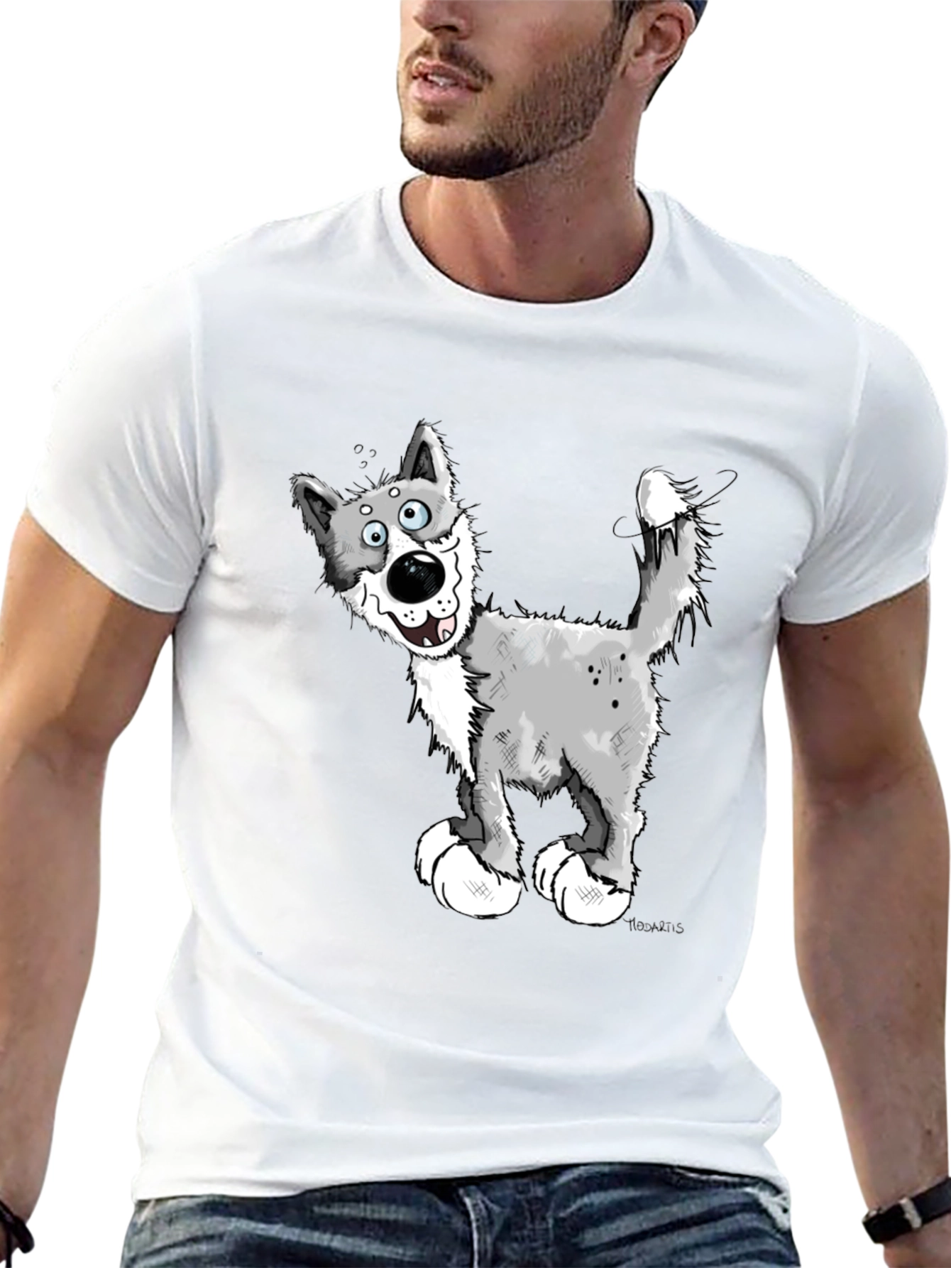 Cartoon Wolf Graphic Tee - Funny Animal Lover Shirt