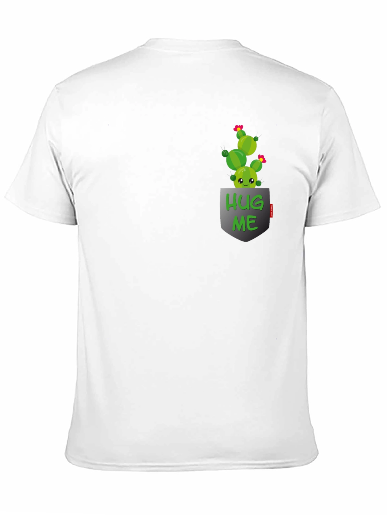 Cute Cactus Hug Me Pocket T-Shirt