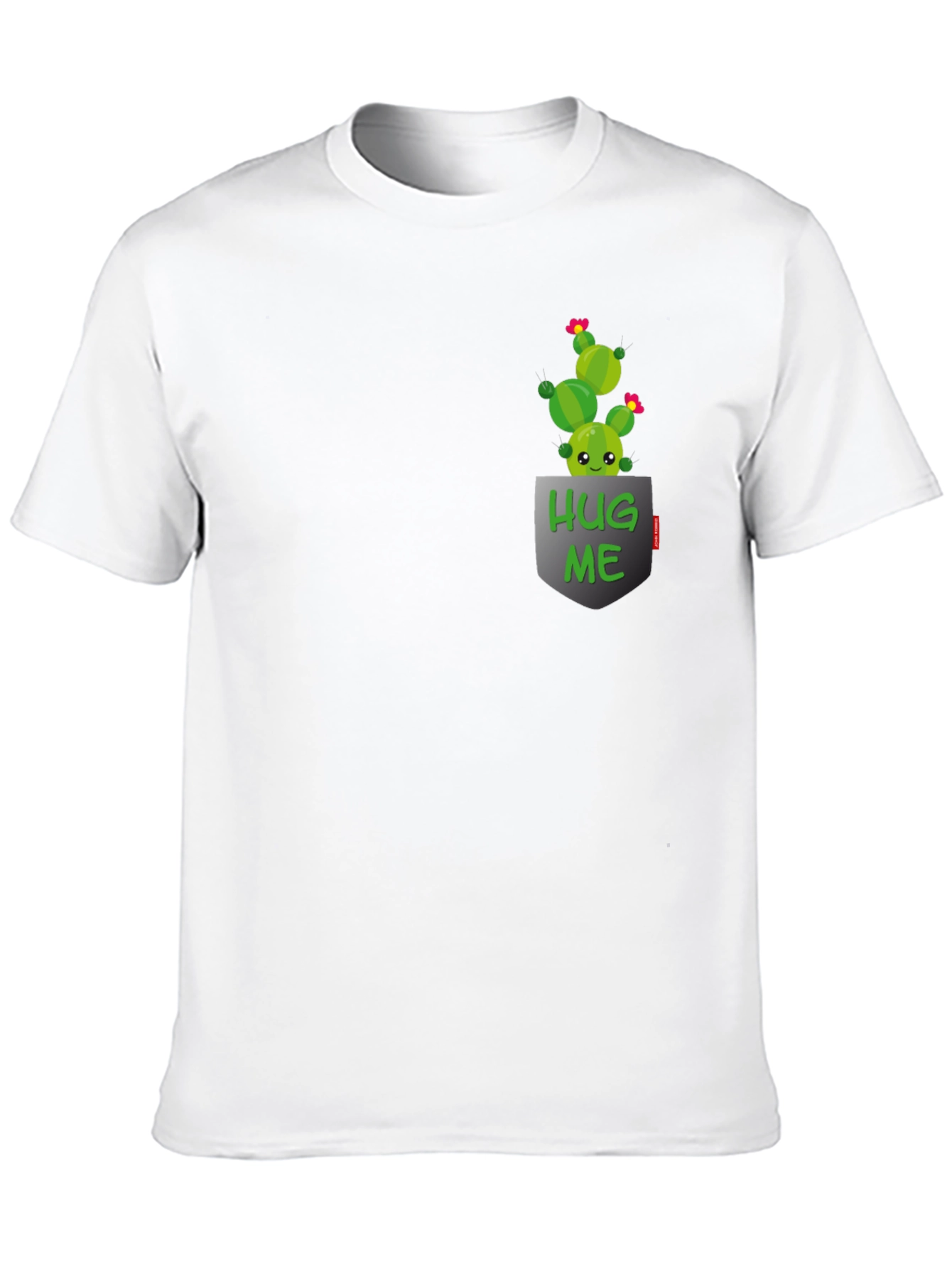 Cute Cactus Hug Me Pocket T-Shirt