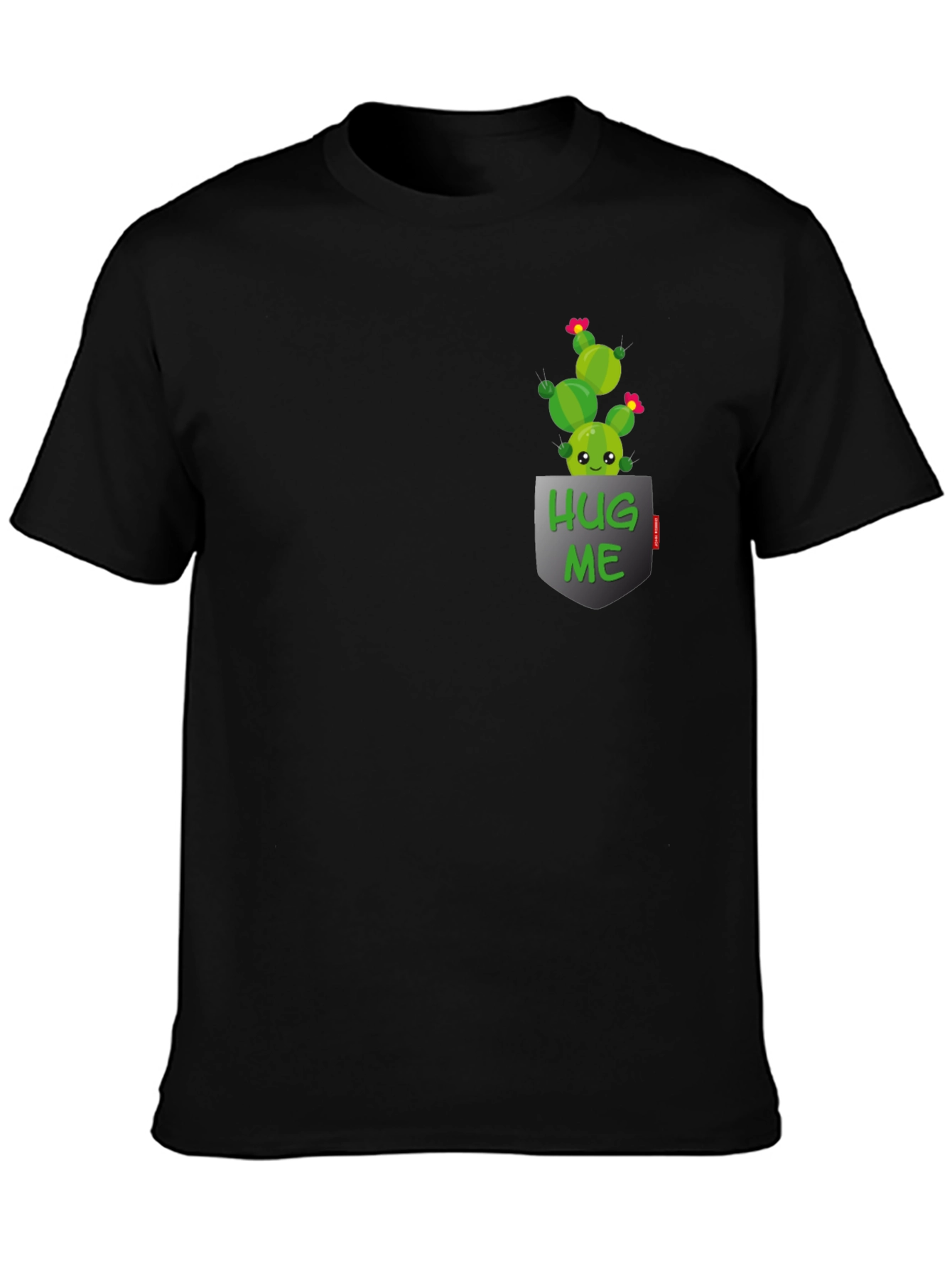 Cute Cactus Hug Me Pocket T-Shirt